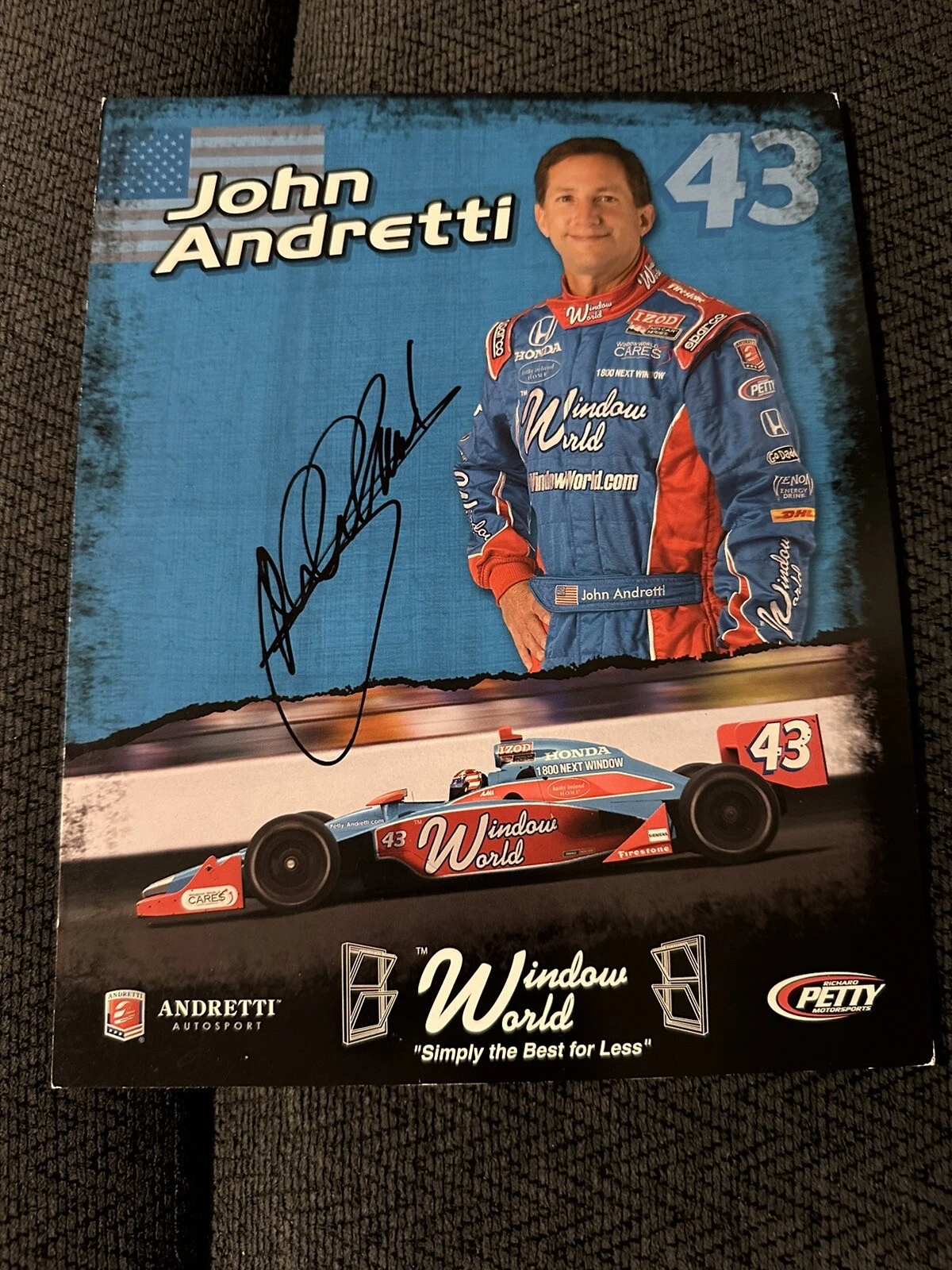 John Andretti Signed Indianapolis 500 Promo Hero Card Indy Car 2012