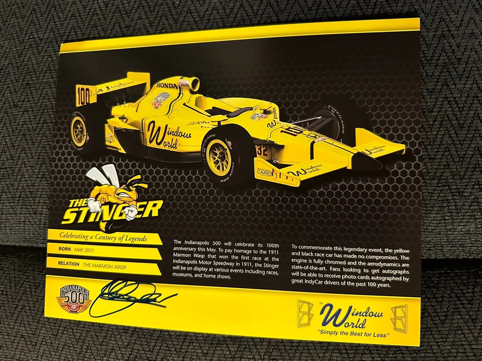 John Andretti Signed Indianapolis 500 Promo Hero Card Indy Car 2011 Rare Stinger