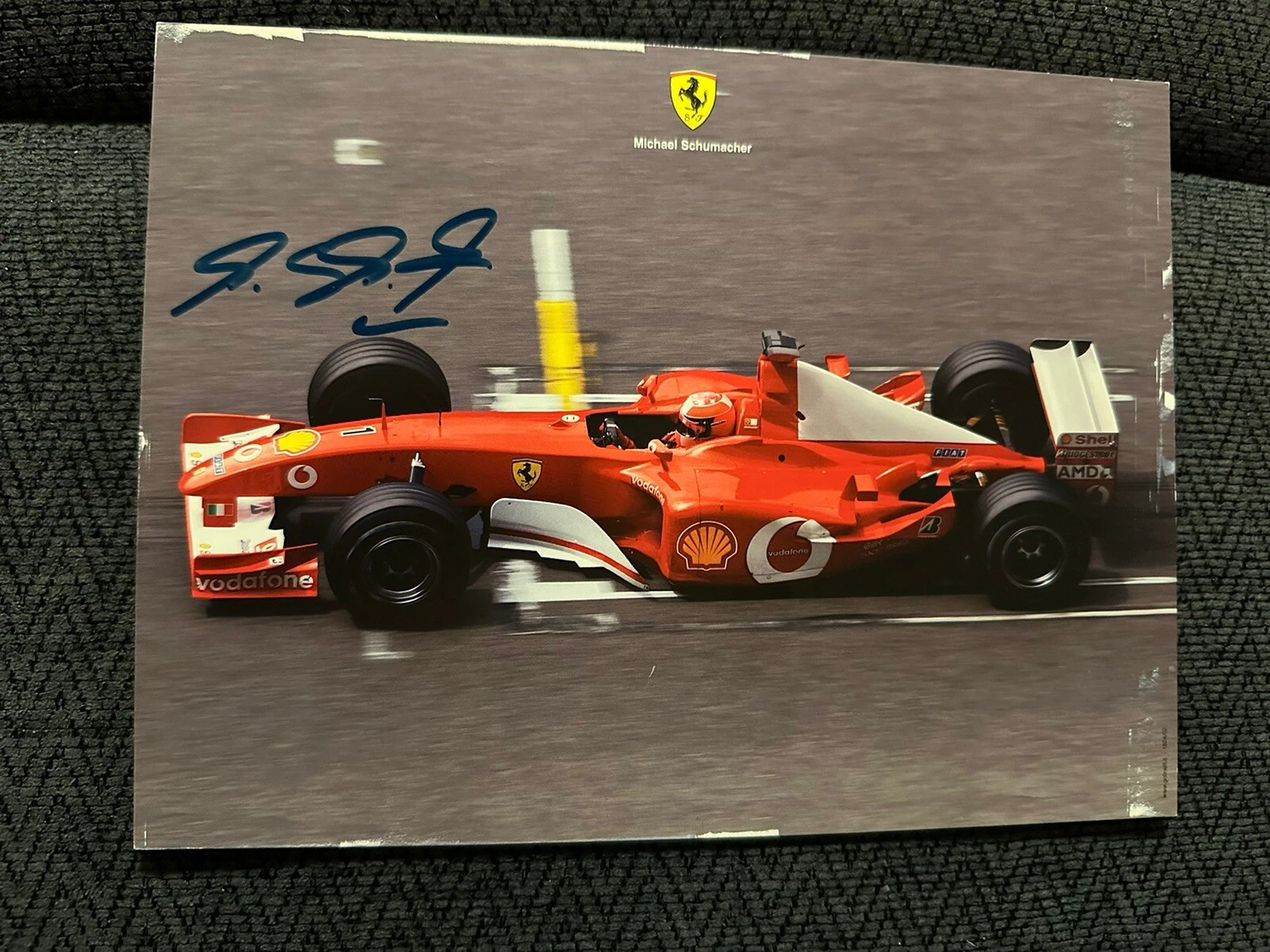 Michael Schumacher Signed Formula One Promo Hero Card Rough Around The Edges