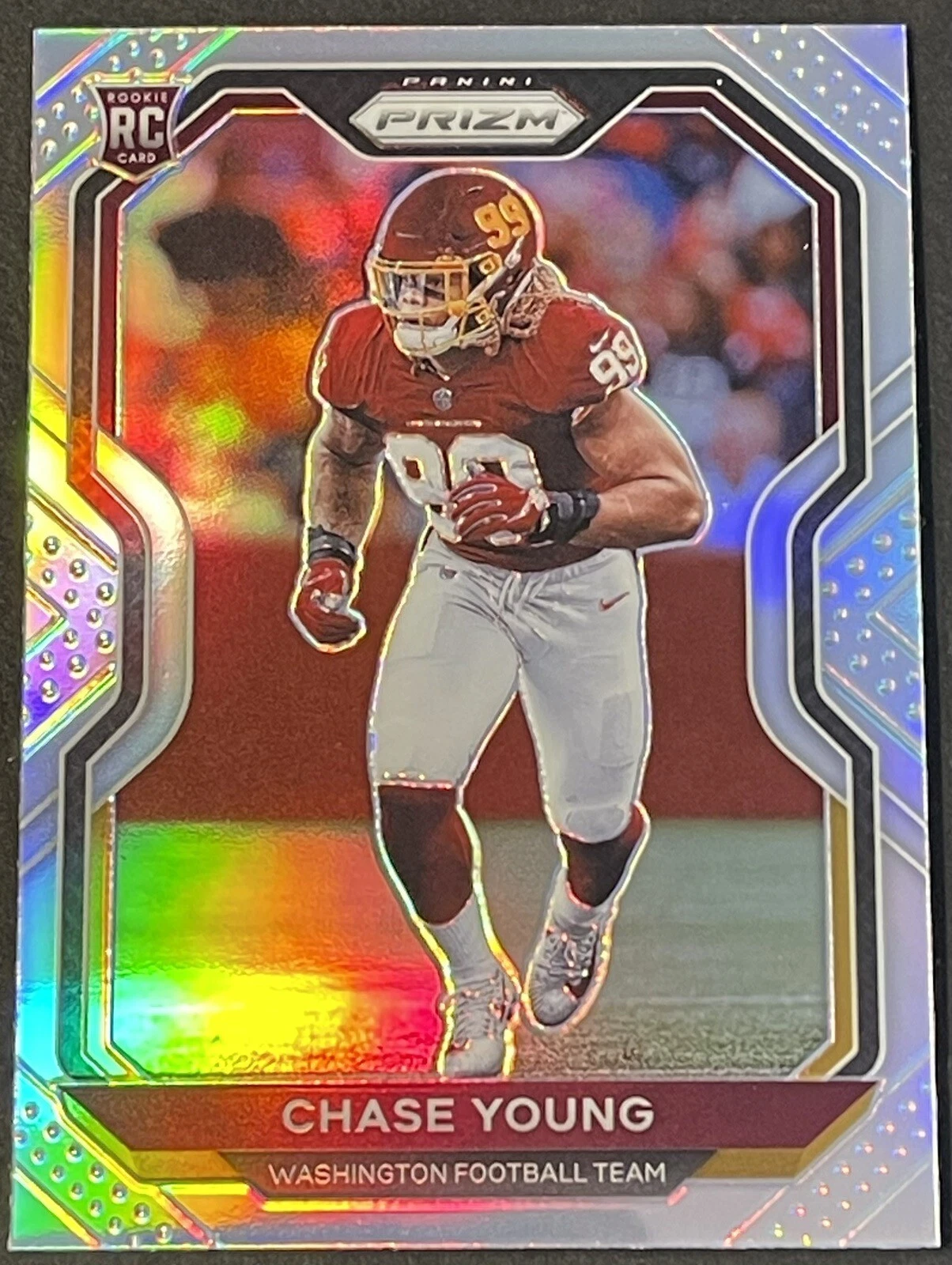 2020 Panini Prizm Chase Young Silver Prizm Rookie RC #383 San Francisco 49ers