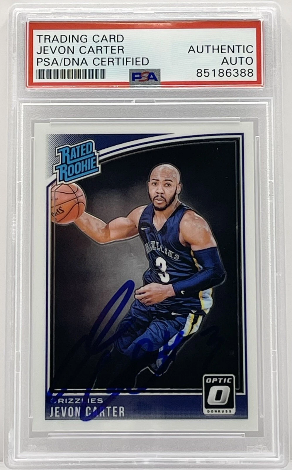 Jevon Carter Signed 2018-19 Optic Rated Rookie Card Bulls PSA/DNA Slabbed