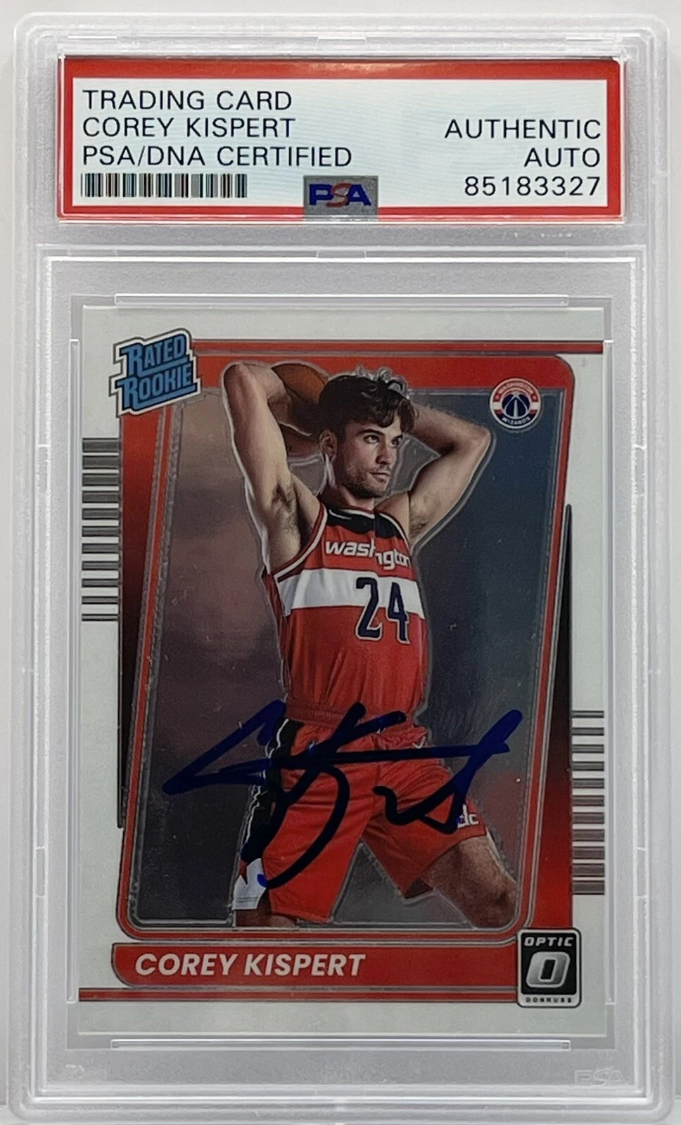 Corey Kispert Signed 2021-22 Donruss Optic Rookie Card Wizard Slabbed PSA/DNA