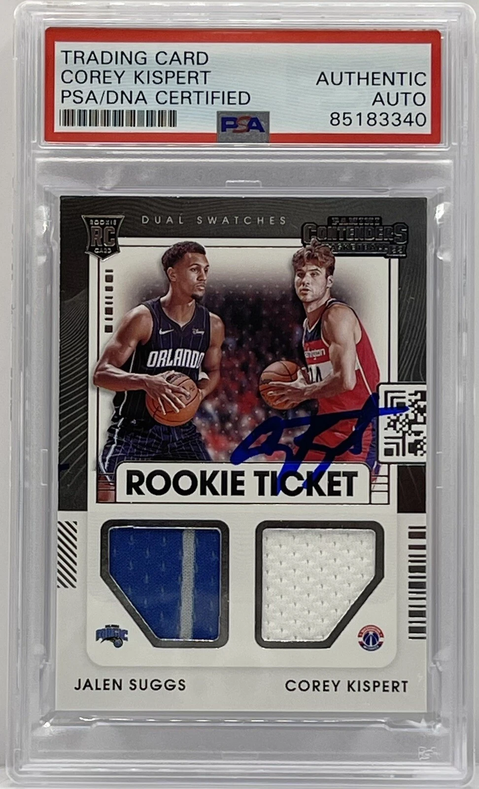 Corey Kispert Signed 2021-22 Contenders Rookie Jersey Wizard Slabbed PSA/DNA