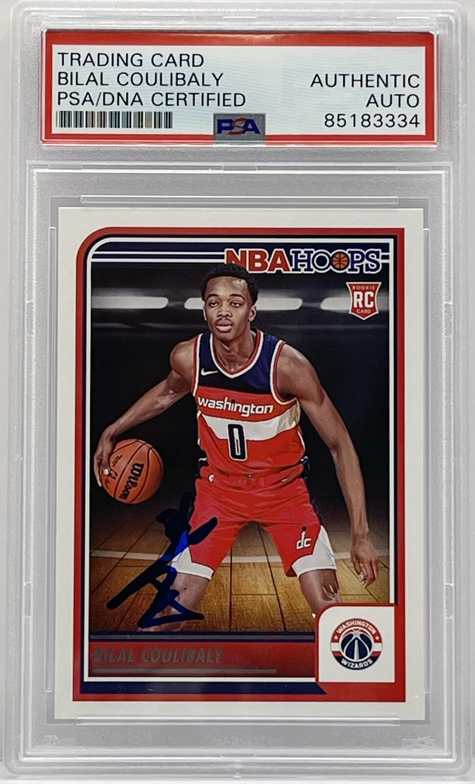 Bilal Coulibaly Signed 2023/2024 NBA Hoops Rookie Card PSA/DNA Slabbed Wizards