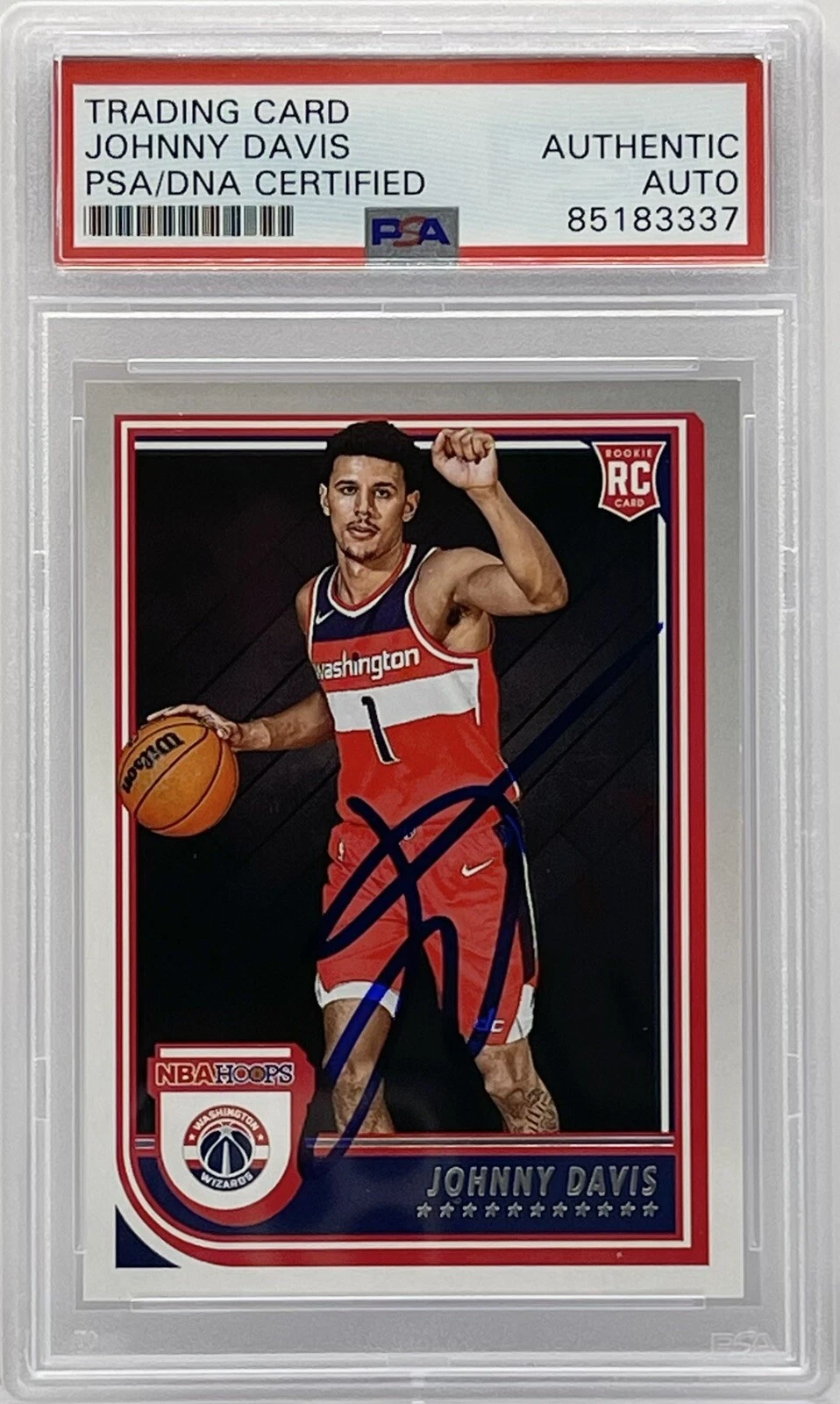 Johnny Davis Signed 2022/2023 NBA Hoops Rookie Card PSA/DNA Slabbed Wizards