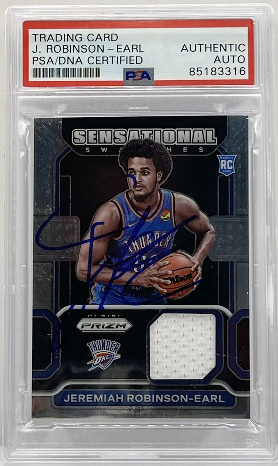 Jeremiah Robinson Earl Signed 2021/2022 Prizm Jersey Rookie Card PSA/DNA Slabbed