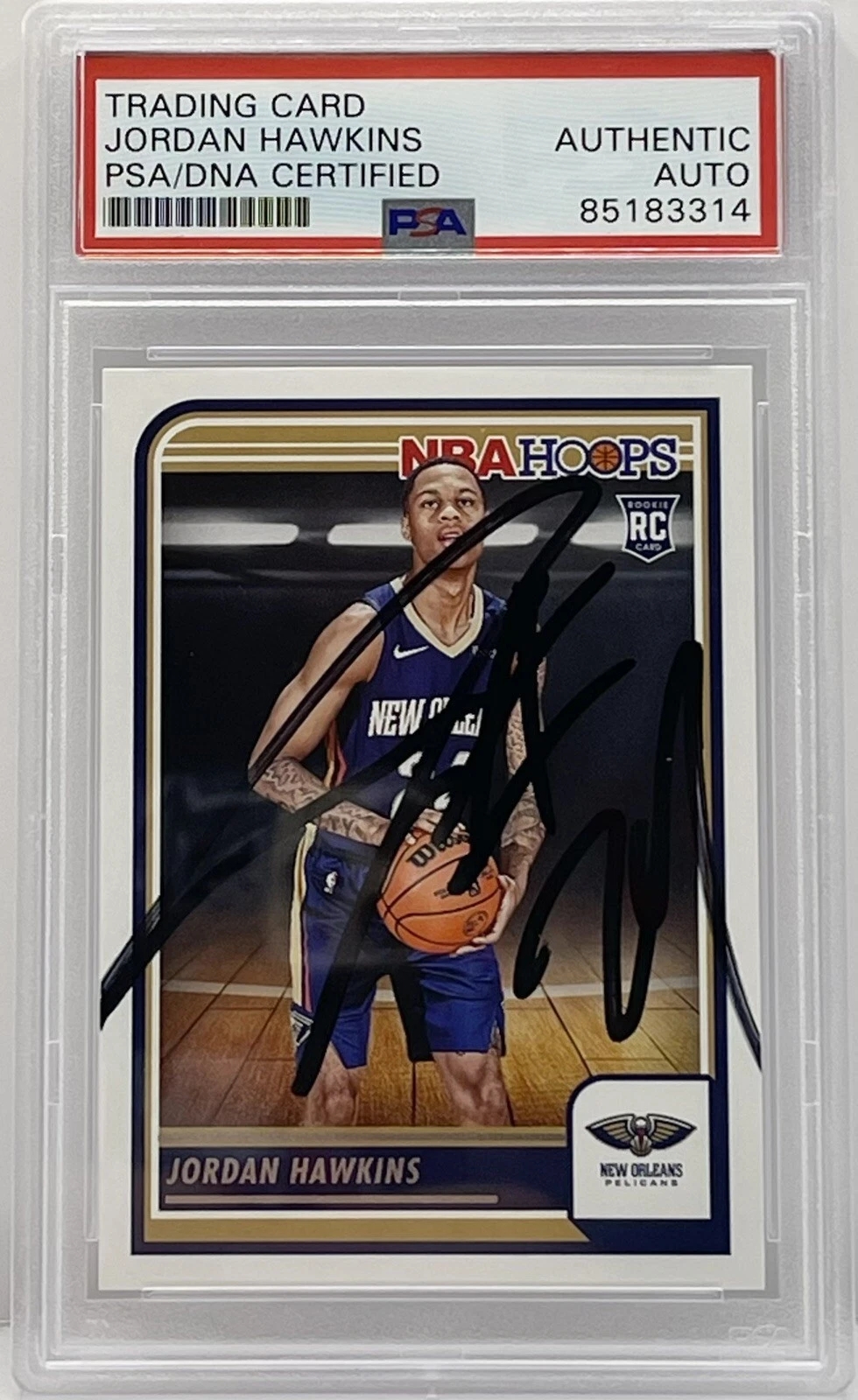 Jordan Hawkins Signed 2023/2024 NBA Hoops Rookie Card PSA/DNA Slabbed Pelicans