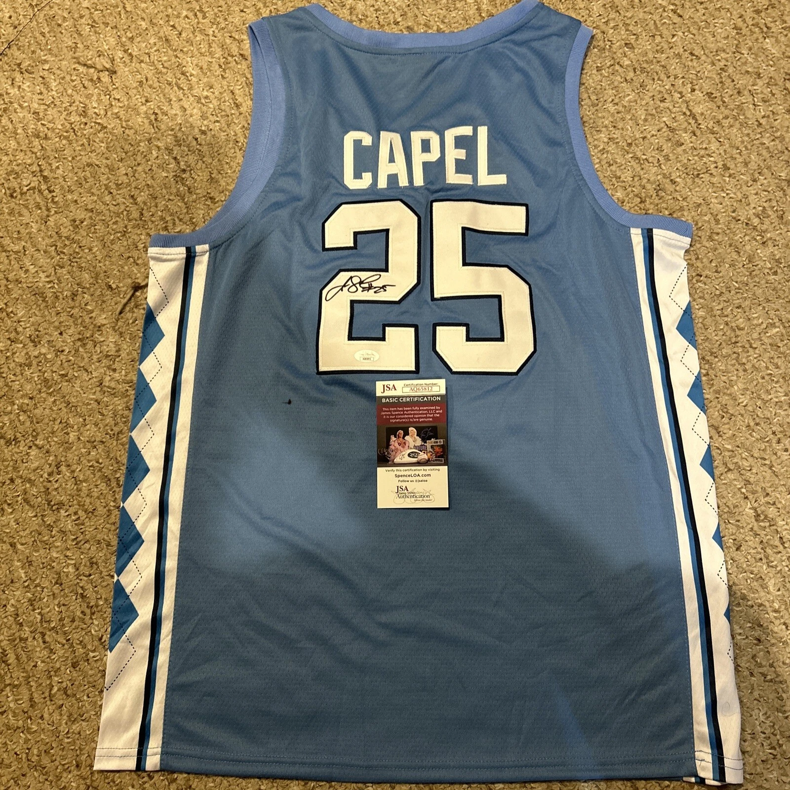 NORTH CAROLINA TAR HEELS- JASON CAPEL SIGNED AUTOGRAPH JERSEY JSA COA BASKETBALL