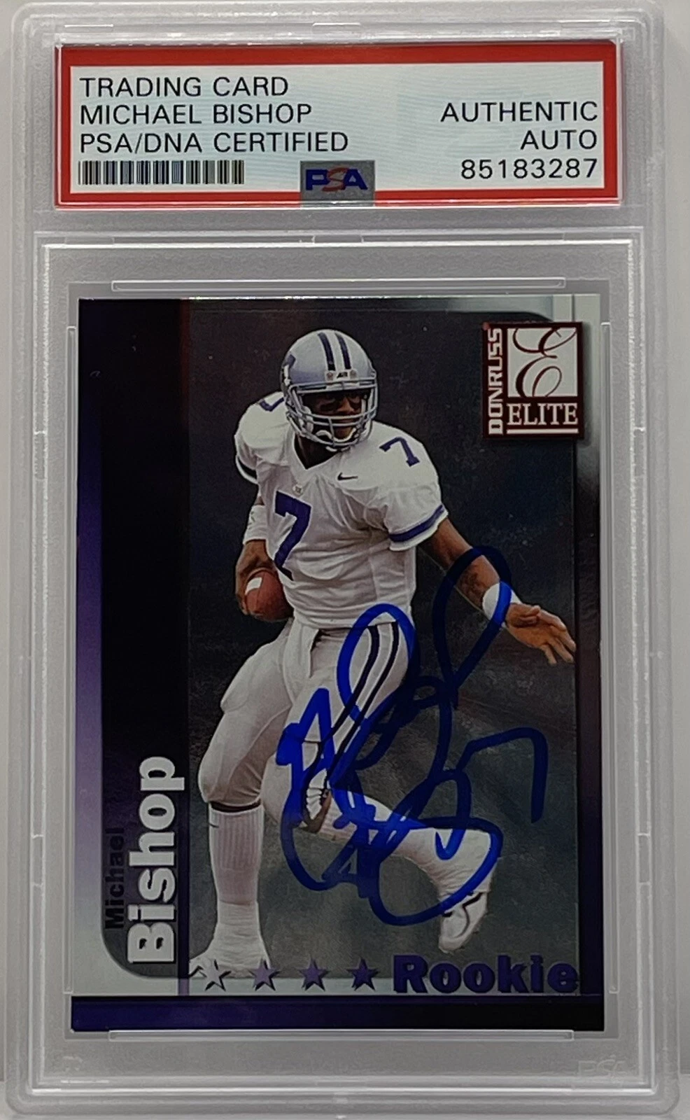 Michael Bishop Signed 1999 Donruss Elite Rookie Card PSA/DNA Slabbed