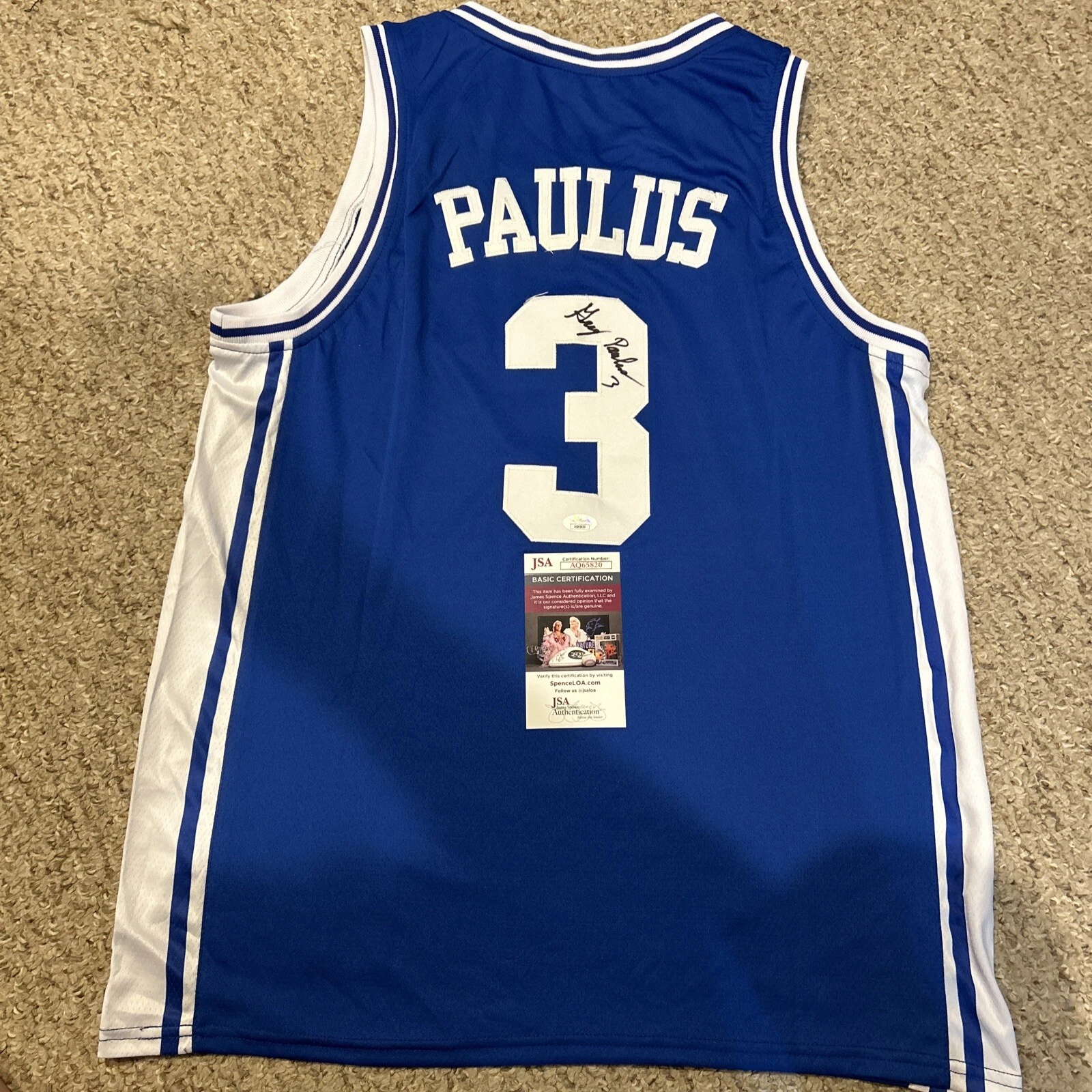DUKE BLUE DEVILS- GREG PAULUS SIGNED AUTOGRAPH JERSEY JSA COA BASKETBALL