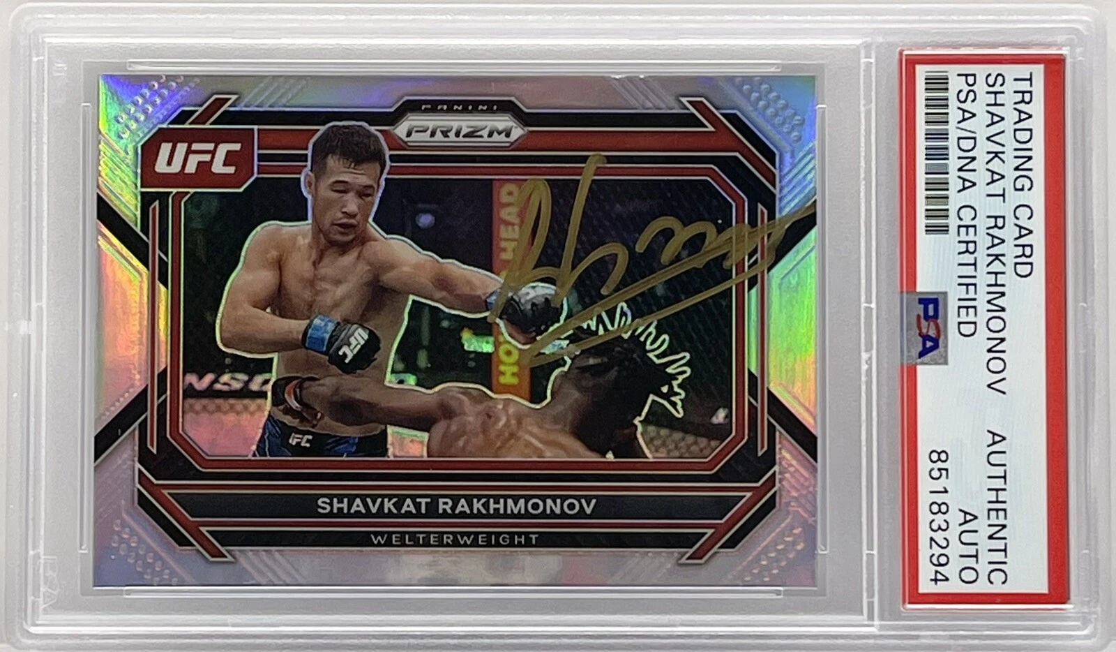 Shavkat Rakhmonov Signed 2023 Prizm Silver Base Card PSA/DNA Slabbed UFC