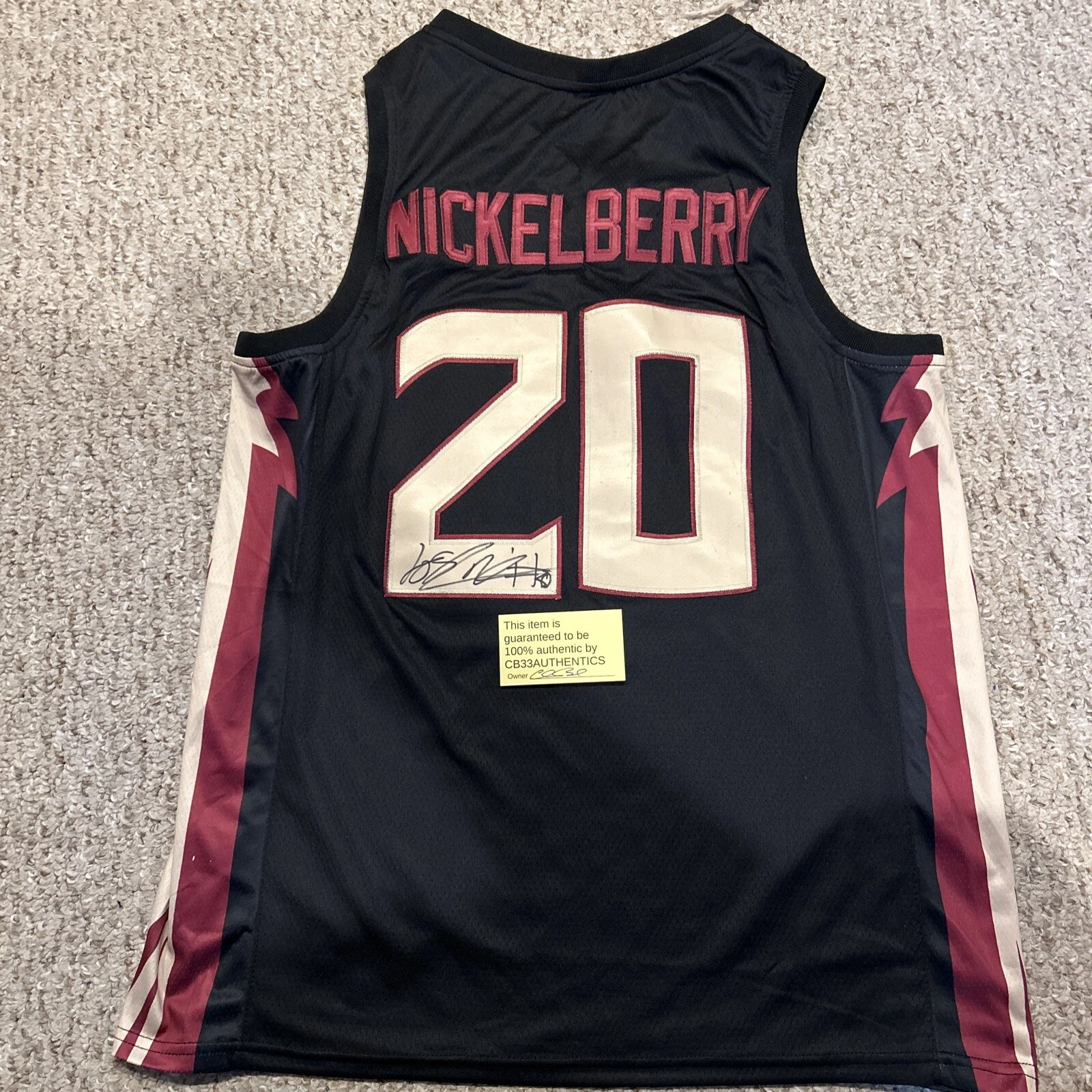 FLORDIA STATE SEMINOLES- JOSH NICKELBERRY SIGNED AUTOGRAPH JERSEY COA BASKETBALL