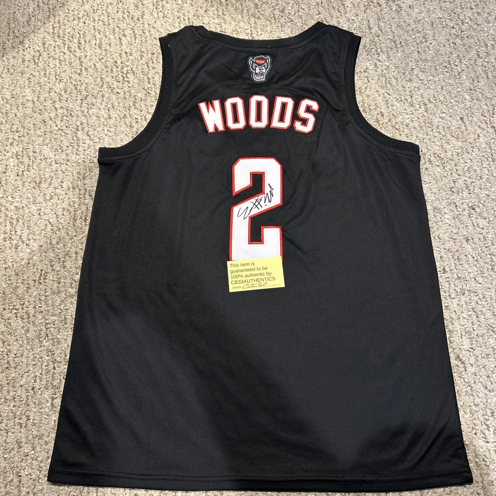 NC STATE WOLFPACK- KAM WOODS SIGNED AUTOGRAPH JERSEY COA BASKETBALL