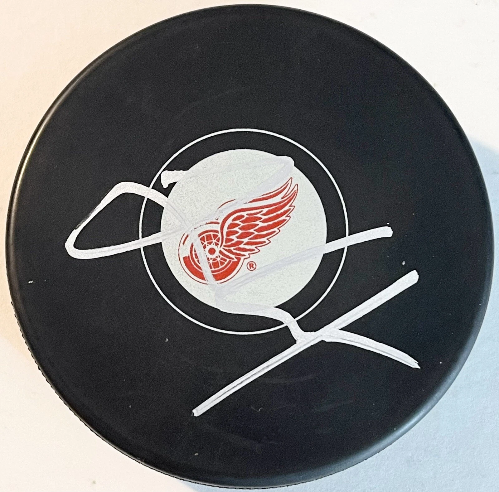 JT Compher Signed Autographed Detroit Red Wings Logo Hockey Puck PSA/DNA