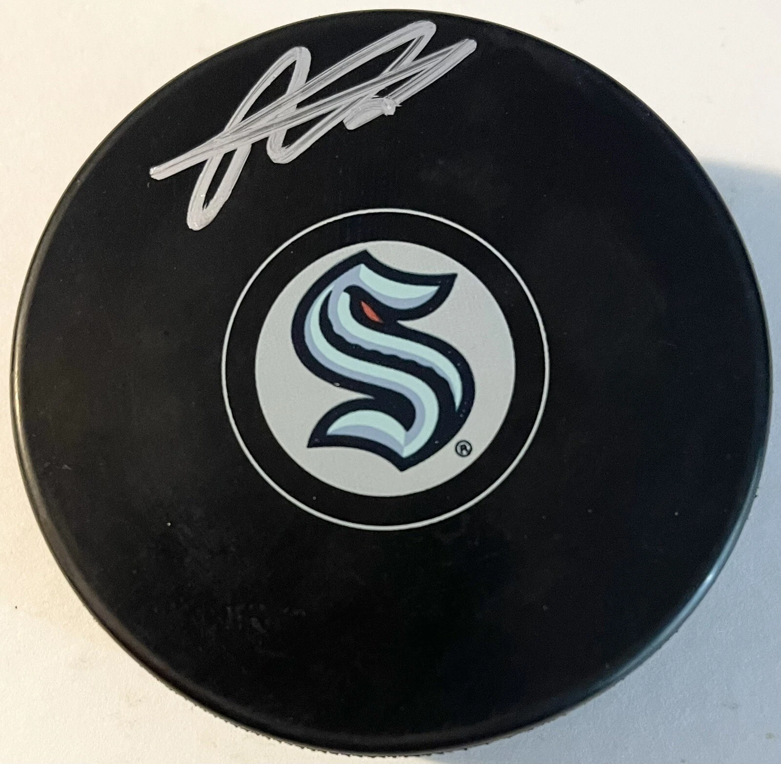 Adam Larsson Signed Autographed Seattle Kracken Logo Hockey Puck PSA/DNA