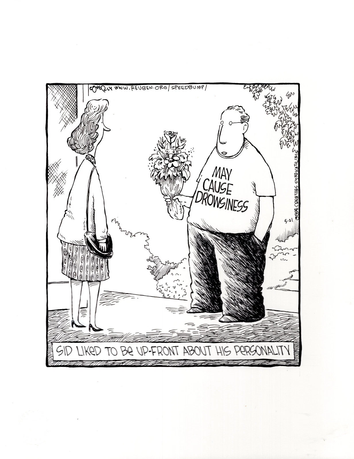 DAVE COVERLY SIGNED ORIGINAL SPEED BUMP PEN+INK DAILY 1998 BORING DATE