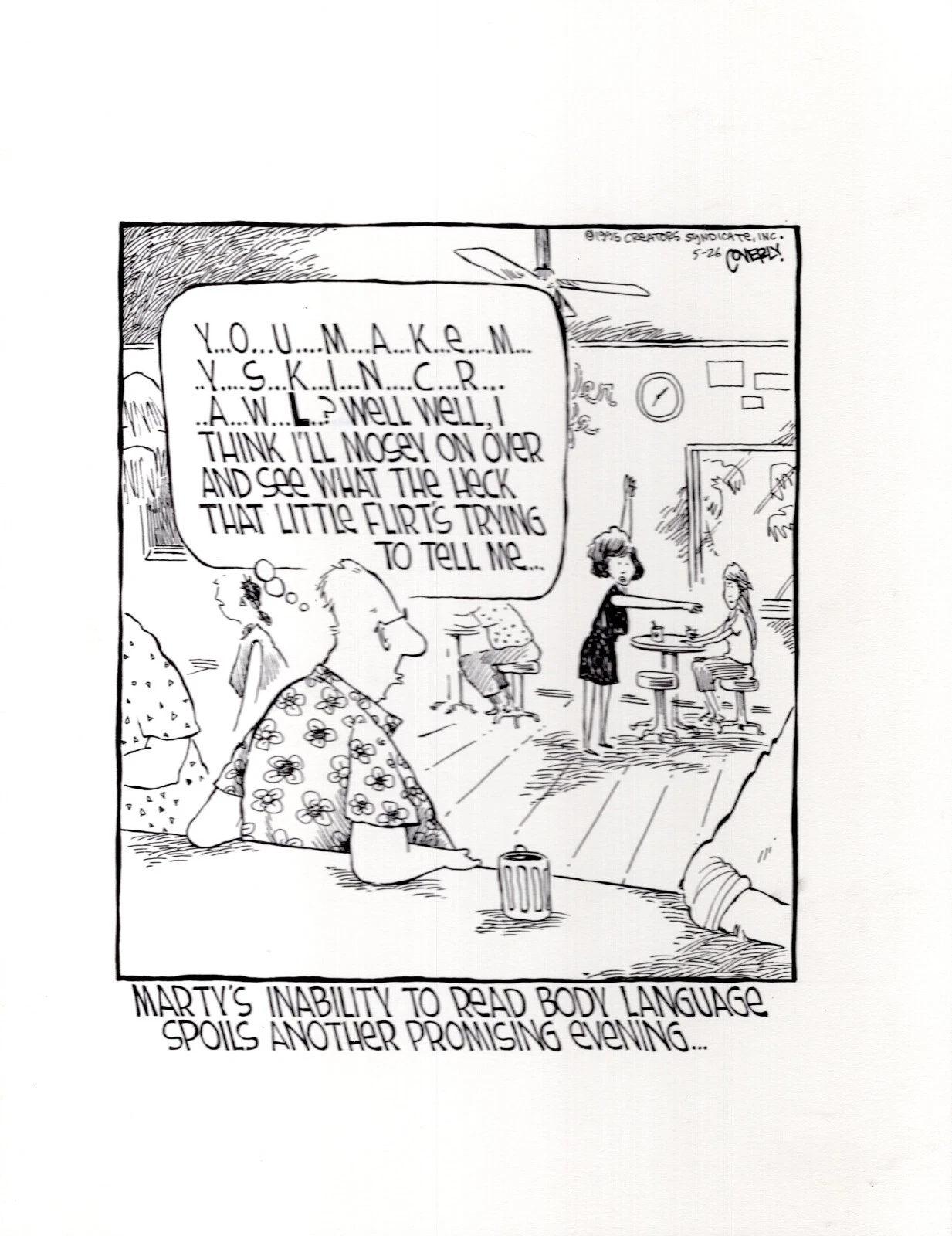 DAVE COVERLY SIGNED ORIGINAL SPEED BUMP PEN+INK DAILY 1995 MAKE SKIN CRAWL