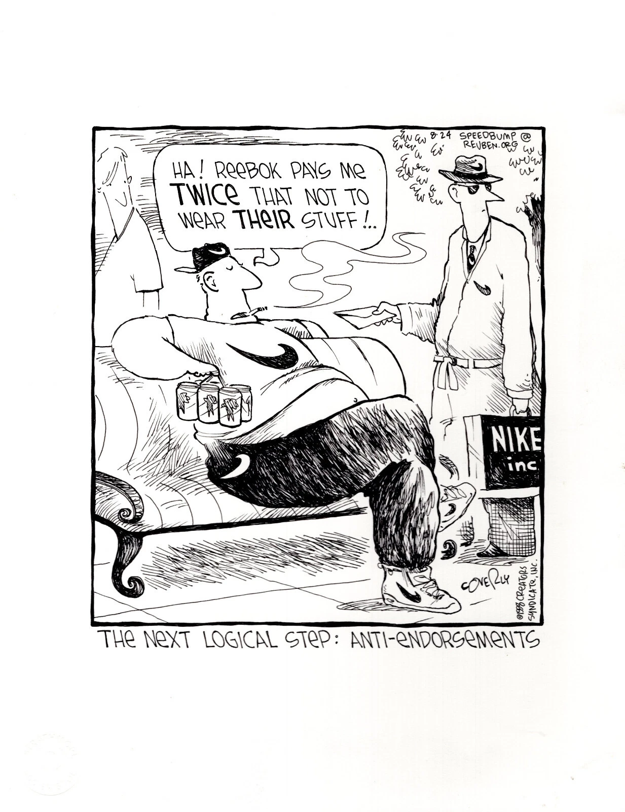 DAVE COVERLY SIGNED ORIGINAL SPEED BUMP PEN+INK DAILY 1998 ENDORSEMENT NIKE