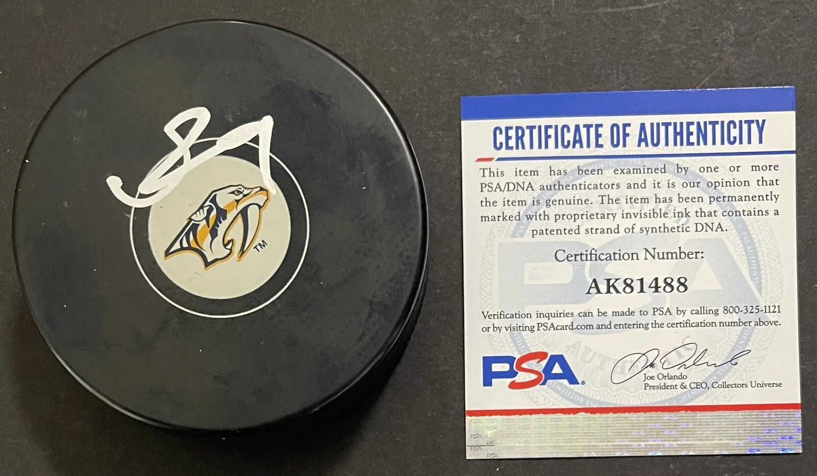Filip Forsberg Signed Autographed Nashville Predators Logo Hockey Puck PSA/DNA