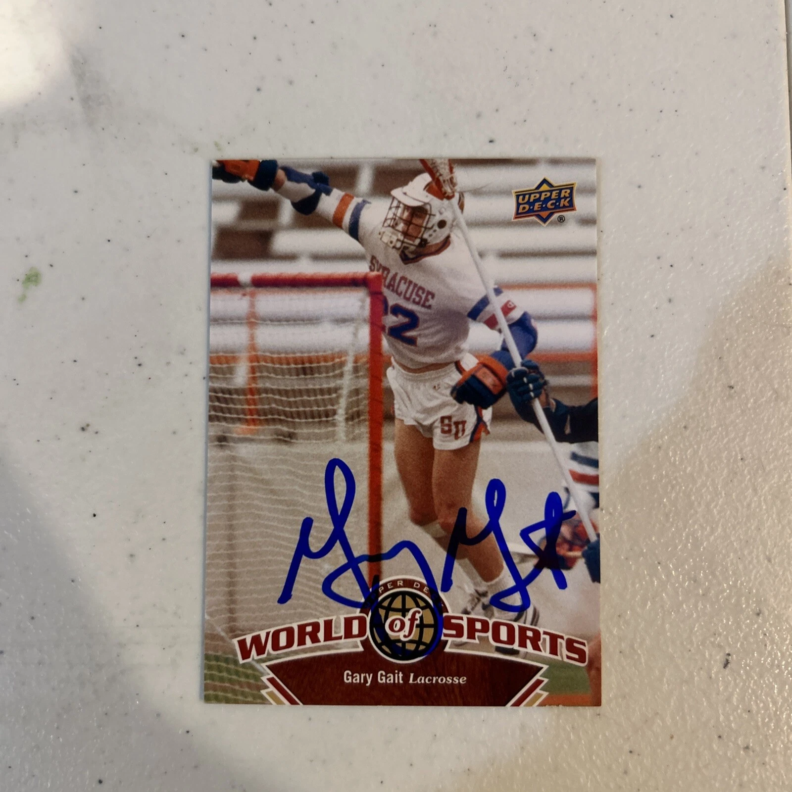 GARY GAIT SIGNED AUTOGRAPH TRADING CARD COA 2010 UD WORLD OF SPORTS SYRACUSE LAX