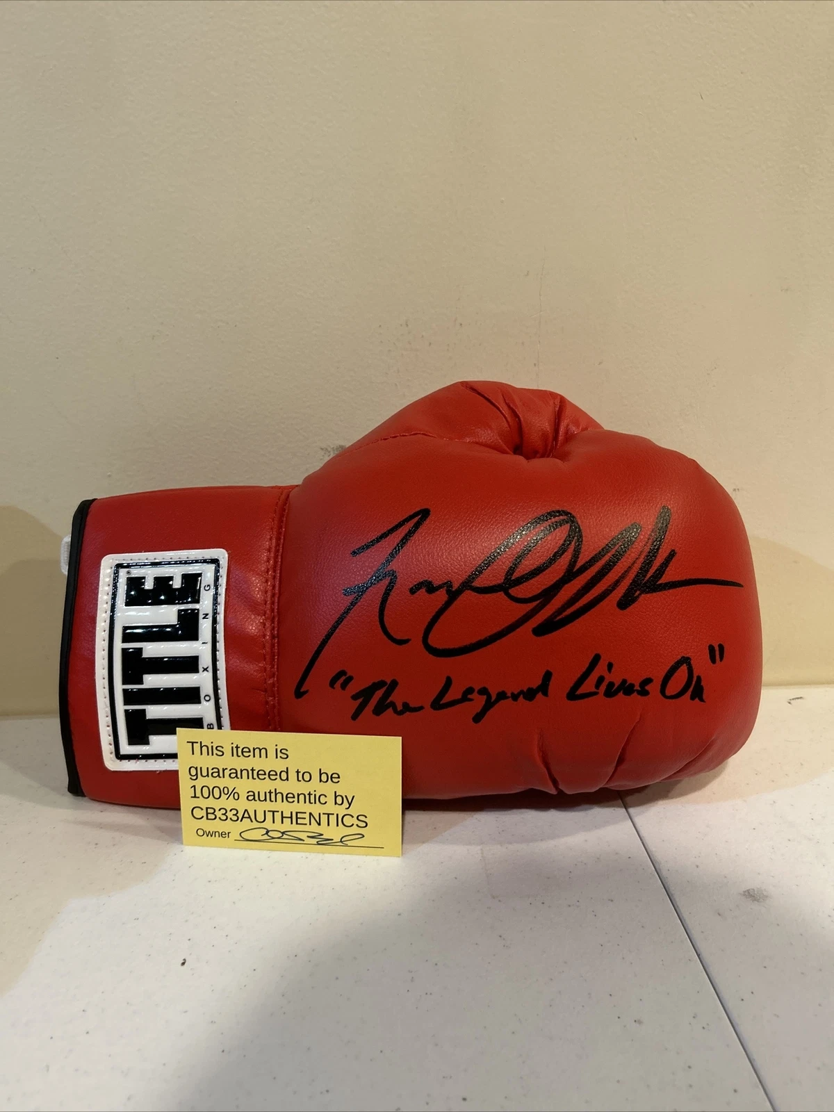 NICO ALI WALSH SIGNED AUTOGRAPH TITLE BOXING GLOVE COA LEGEND LIVES ON