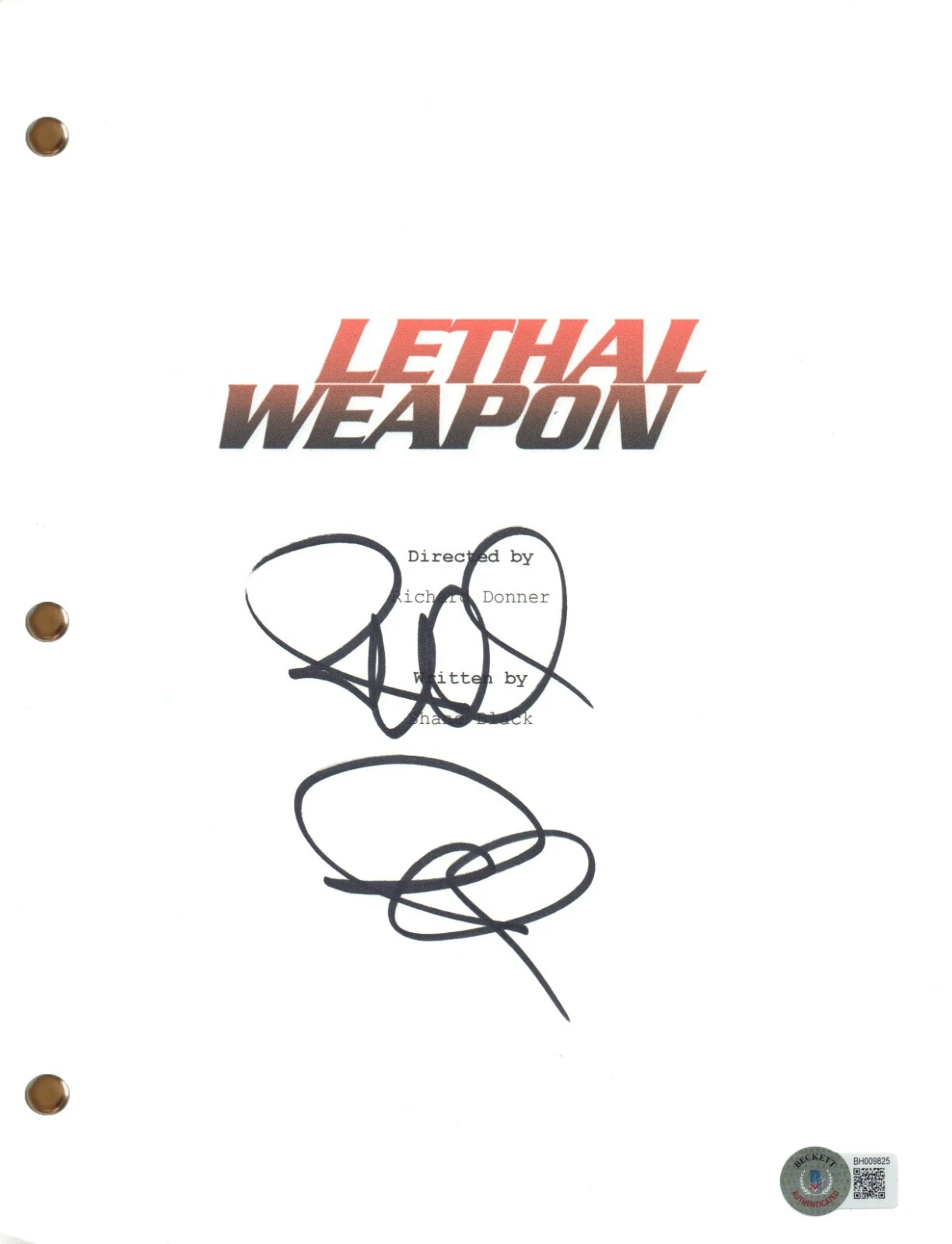 Richard Donner Signed Autograph Lethal Weapon Movie Script Screenplay BAS COA