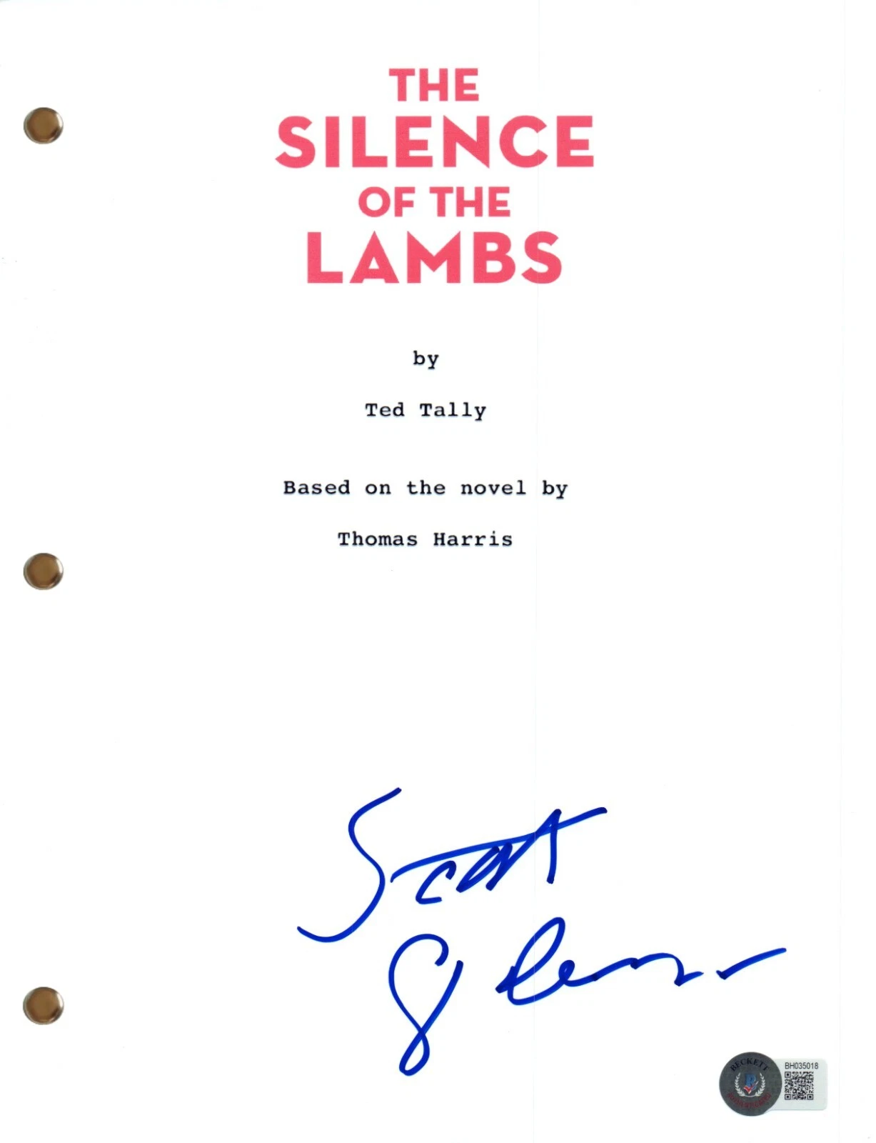 Scott Glenn Signed Autograph The Silence of The Lambs Movie Script Beckett COA