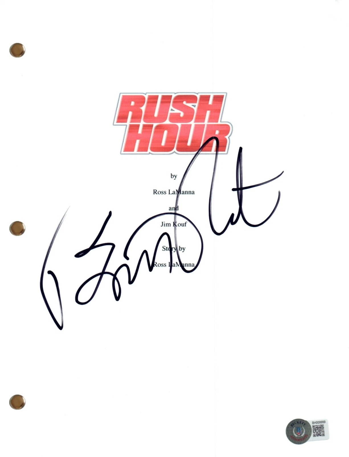 Brett Ratner Signed Autograph Rush Hour Full Movie Script Screenplay Beckett COA