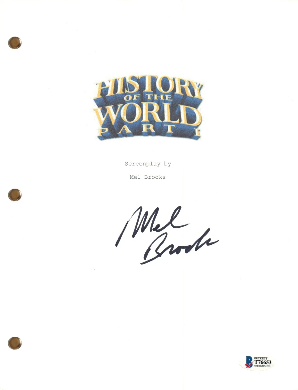 Mel Brooks Signed Autograph History of The Word Part 1 Movie Script Beckett COA