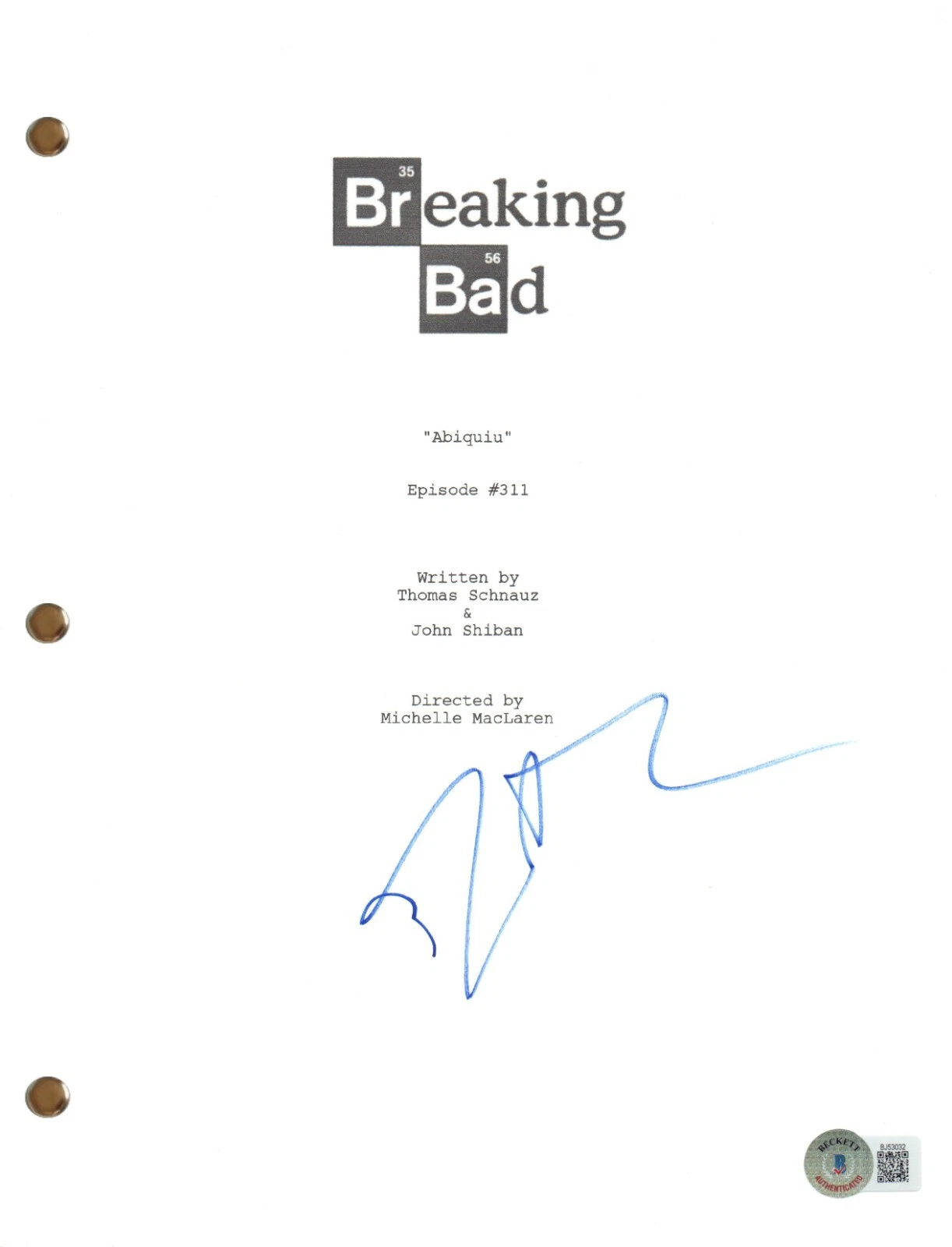 Jesse Plemons Signed Autograph Breaking Bad Abiquiu Episode Script Beckett COA