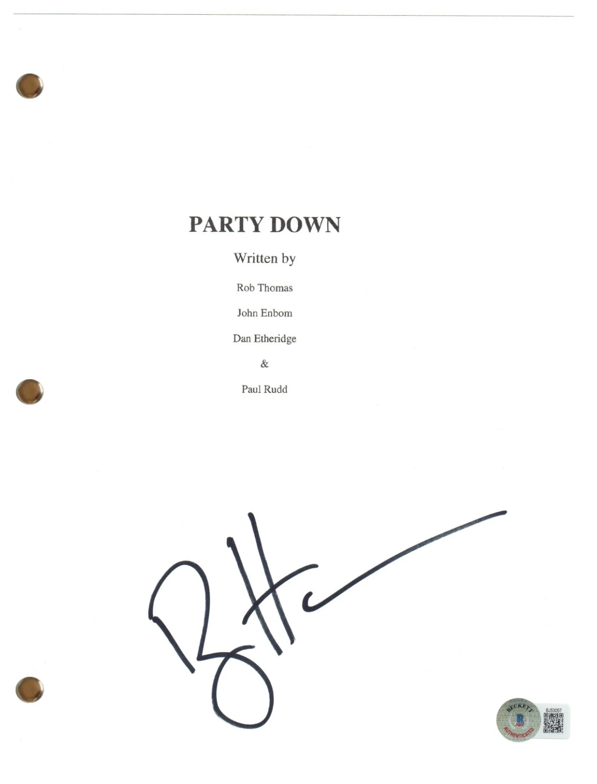 Ryan Hansen Signed Autograph Party Down Pilot Script Full Screenplay Beckett COA
