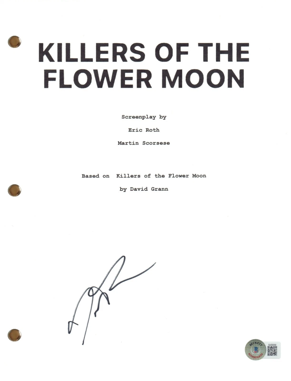 Jesse Plemons Signed Autograph Killers of The Flowers Moon Movie Script BAS COA