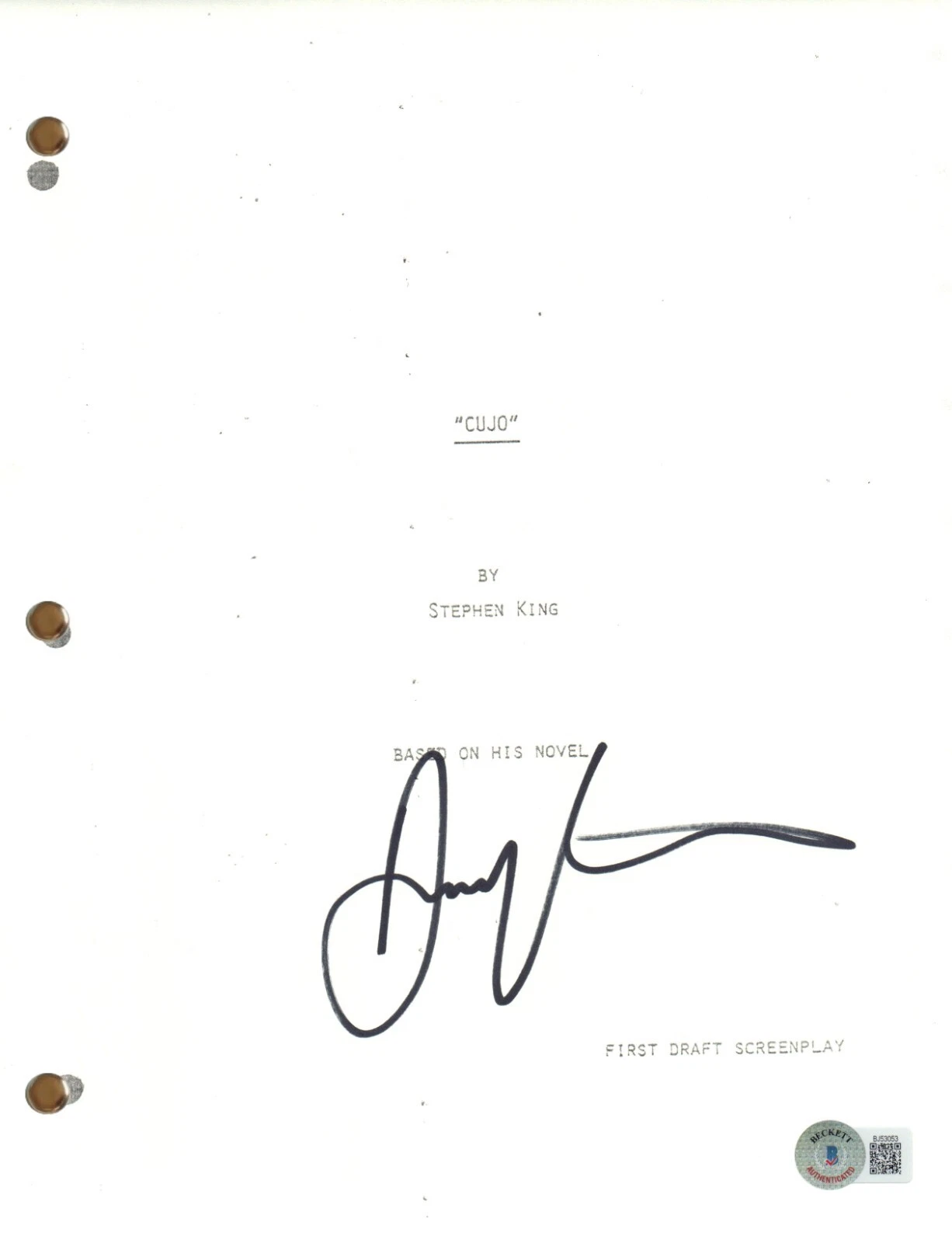 Danny Pintauro Signed Autograph Cujo Movie Script Full Screenplay Beckett COA