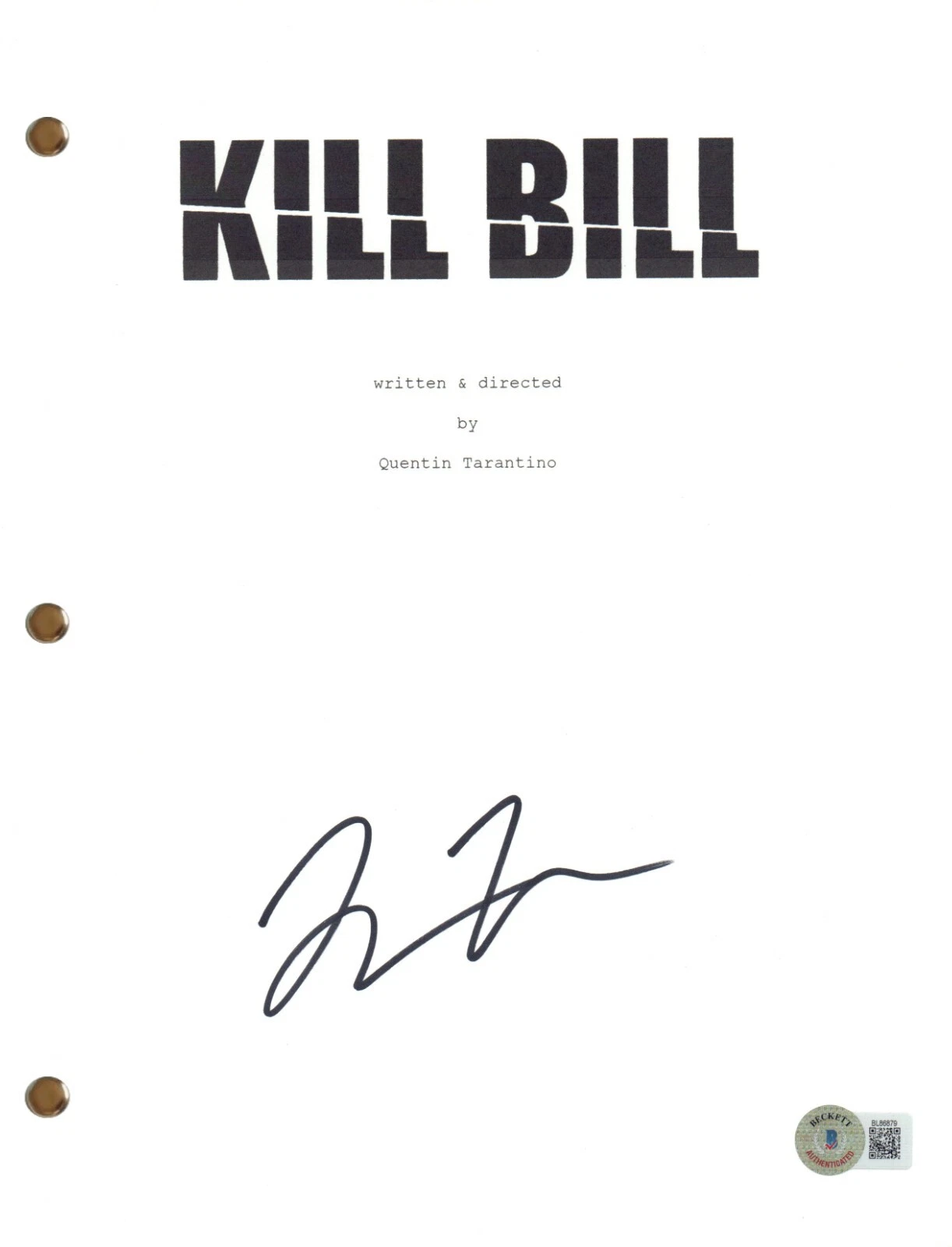 Quentin Tarantino Signed Autograph Kill Bill Movie Script Screenplay Beckett COA