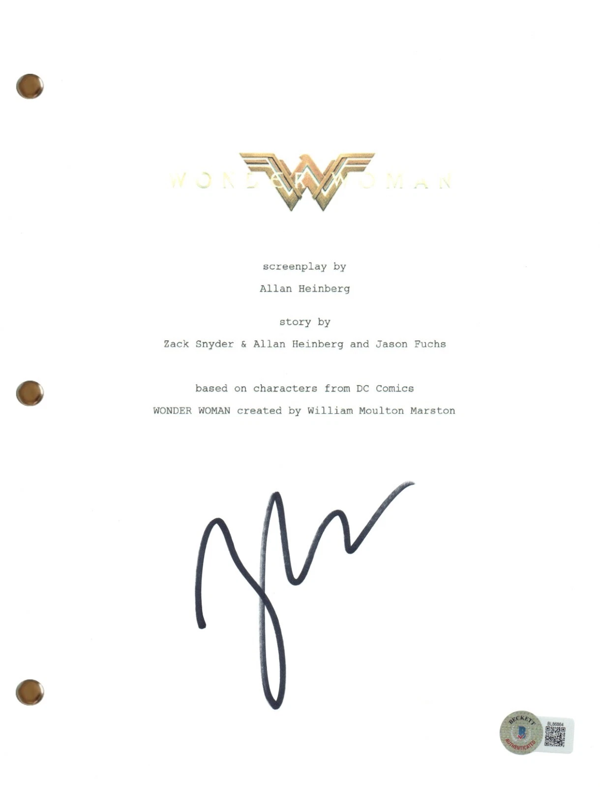 ZACK SNYDER SIGNED AUTOGRAPH WONDER WOMAN MOVIE SCRIPT SCREENPLAY BECKETT COA COLLECTIBLE MEMORABILIA