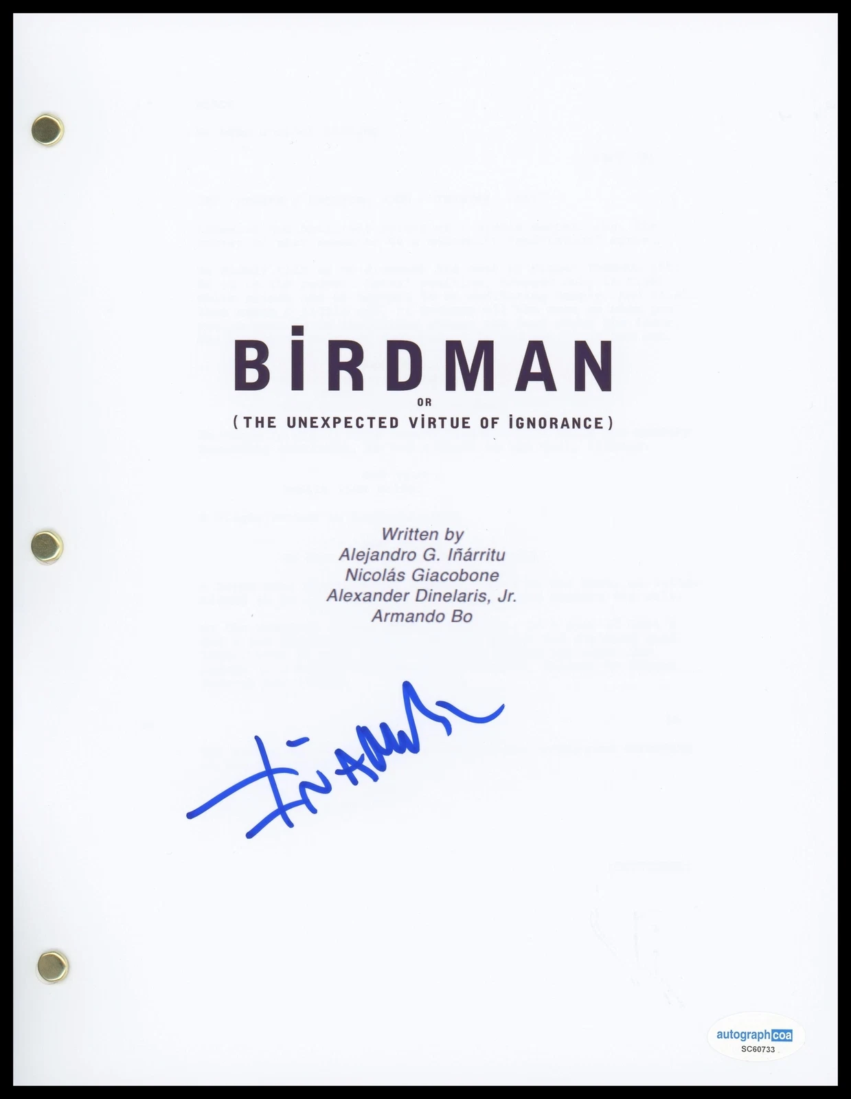 ALEJANDRO GONZALEZ INARRITU “BIRDMAN” AUTOGRAPH SIGNED SCRIPT SCREENPLAY B ACOA COLLECTIBLE MEMORABILIA