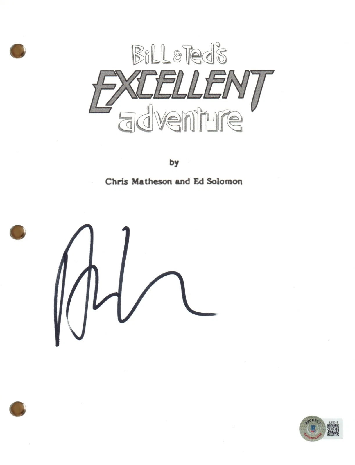 Alex Winter Signed Autograph Bill & Ted's Excellent Adventure Movie Script BAS