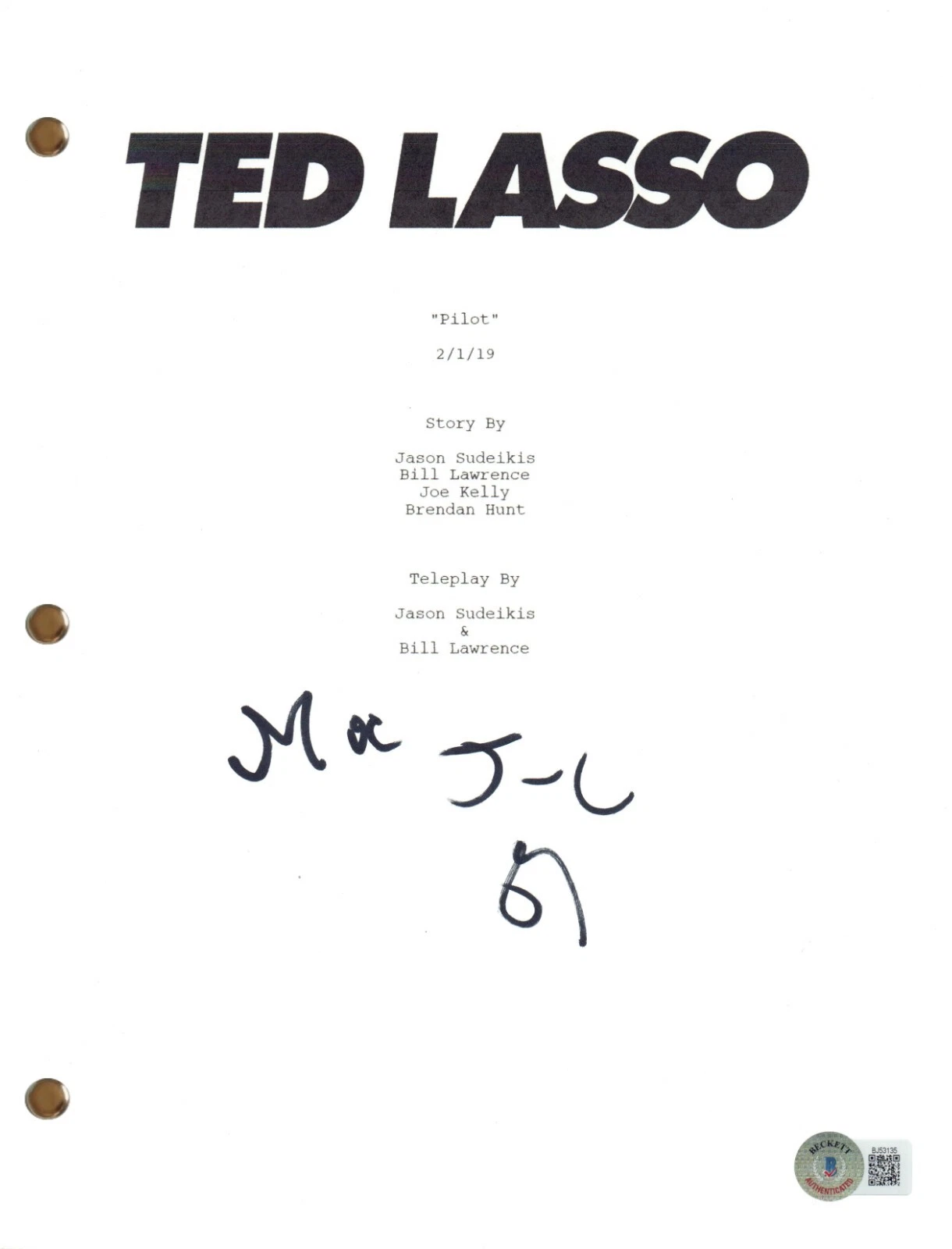 Moe Jeudy-Lamour Signed Autograph Ted Lasso Pilot Script Thierry Zoreaux BAS COA