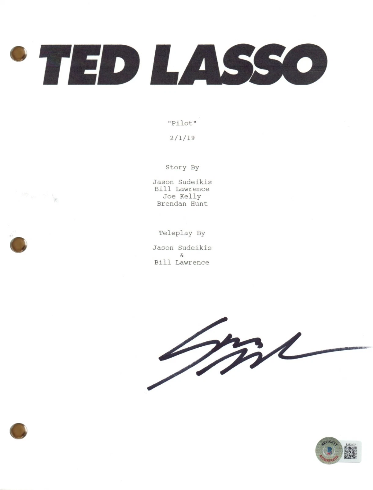 Sam Richardson Signed Autograph Ted Lasso Pilot Script Screenplay Beckett COA