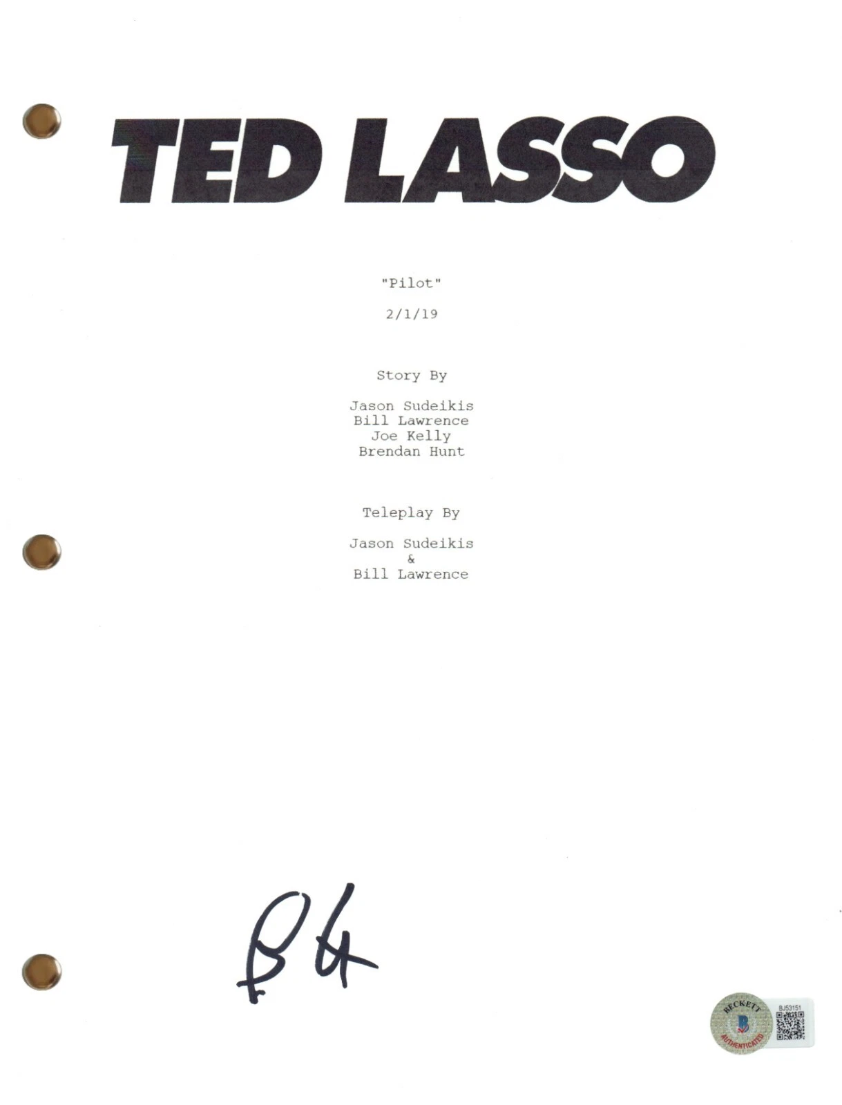 Brett Goldstein Signed Autograph Ted Lasso Pilot Script Roy Kent Beckett COA