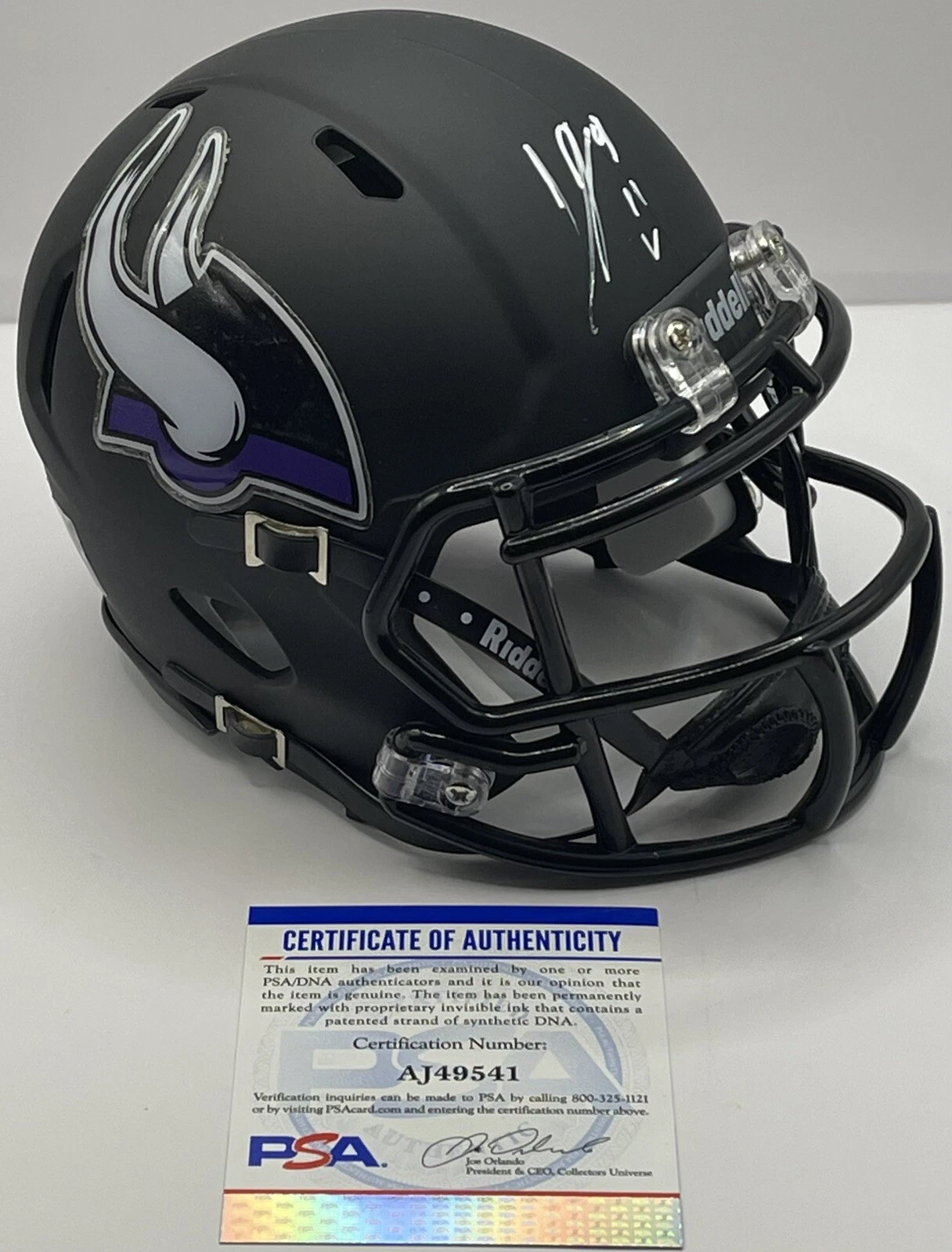 JJ McCarthy Signed Autographed Black Minnesota Vikings Mini Helmet PSA/DNA