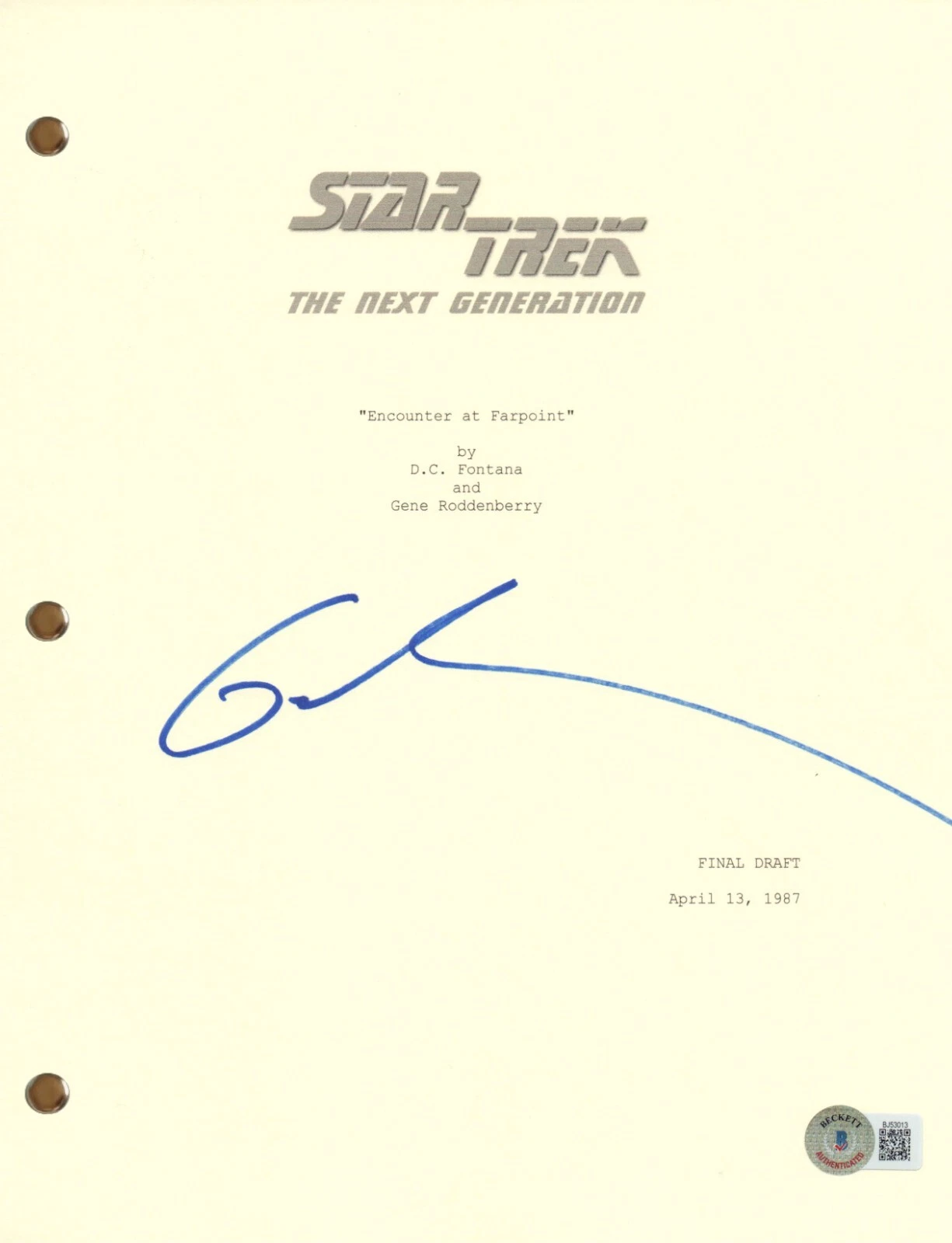 Gates McFadden Signed Autograph Star Trek The Next Generation Episode Script BAS