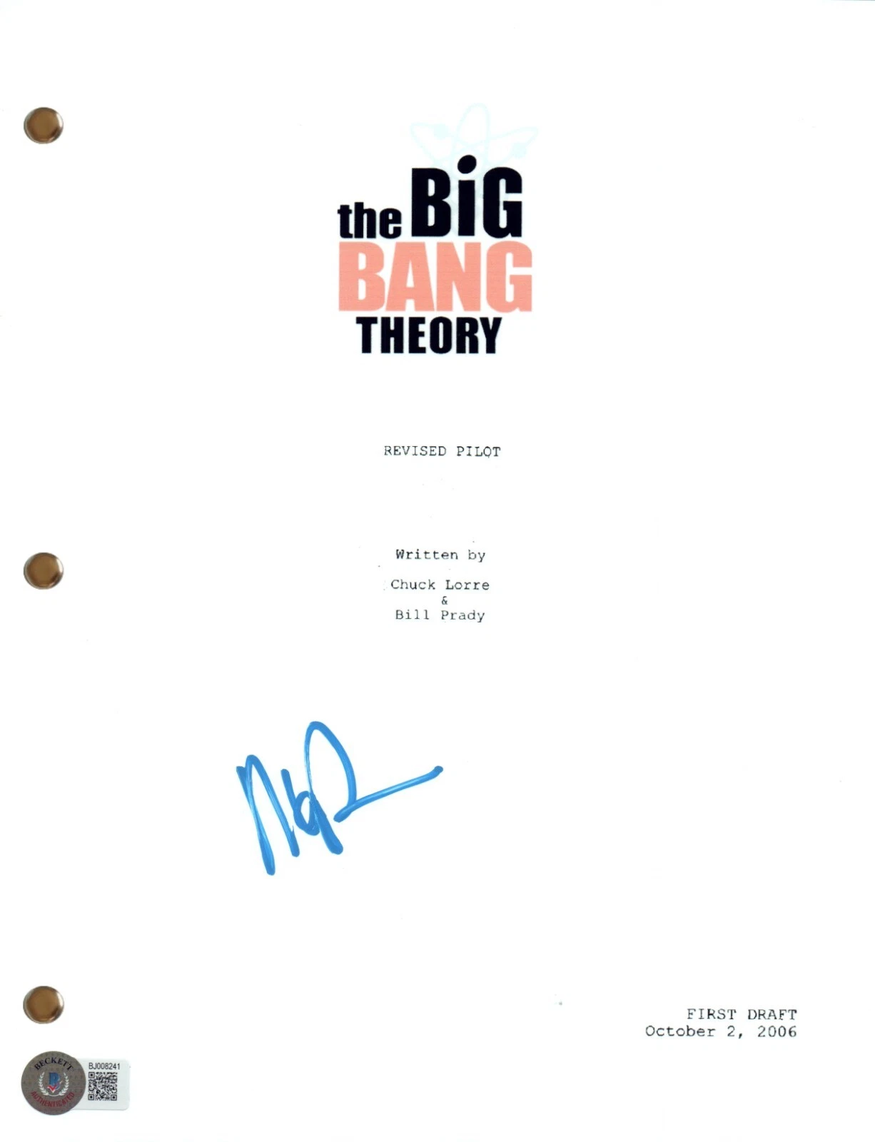 Mayim Bialik Signed Autograph The Big Bang Theory Full Pilot Script Beckett COA