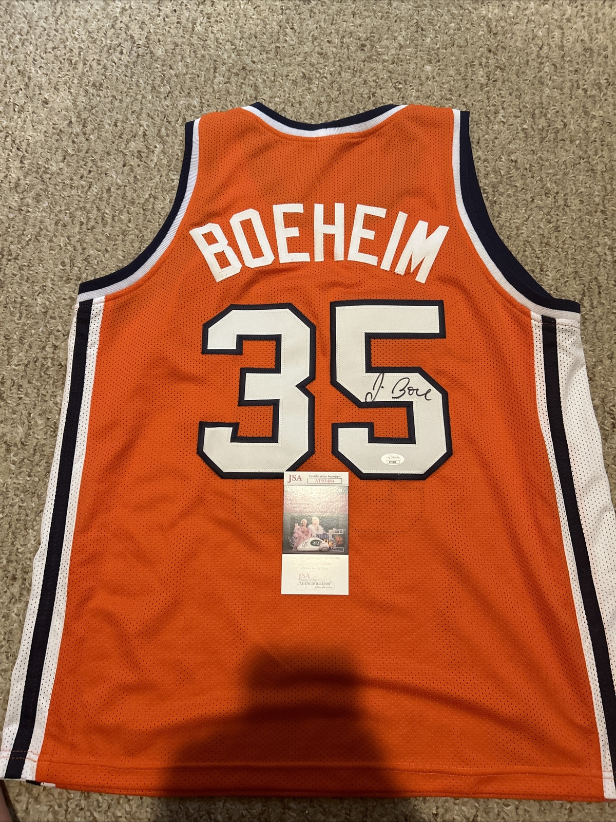 SYRACUSE ORANGE- JIM BOEHEIM SIGNED AUTOGRAPH JERSEY JSA COA BASKETBALL HOF CUSE