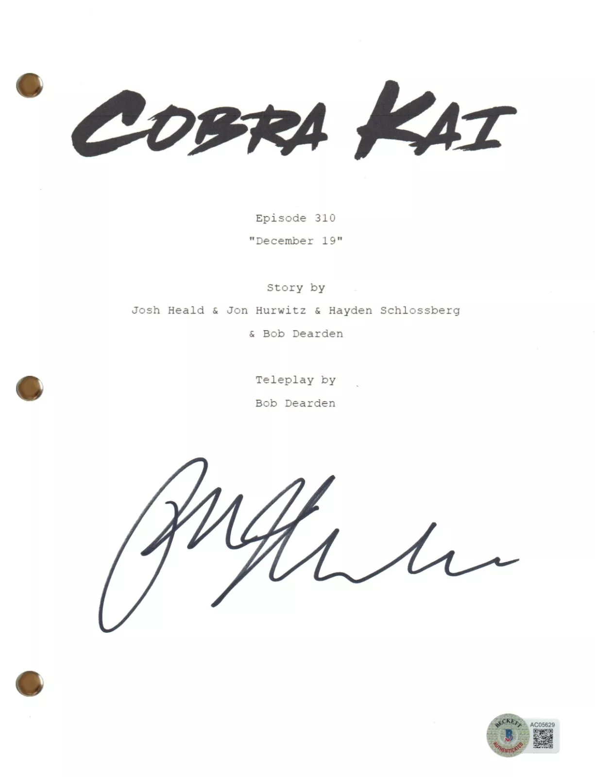 Ralph Macchio Signed Autograph Cobra Kai Episode Script December 19 E310 BAS COA