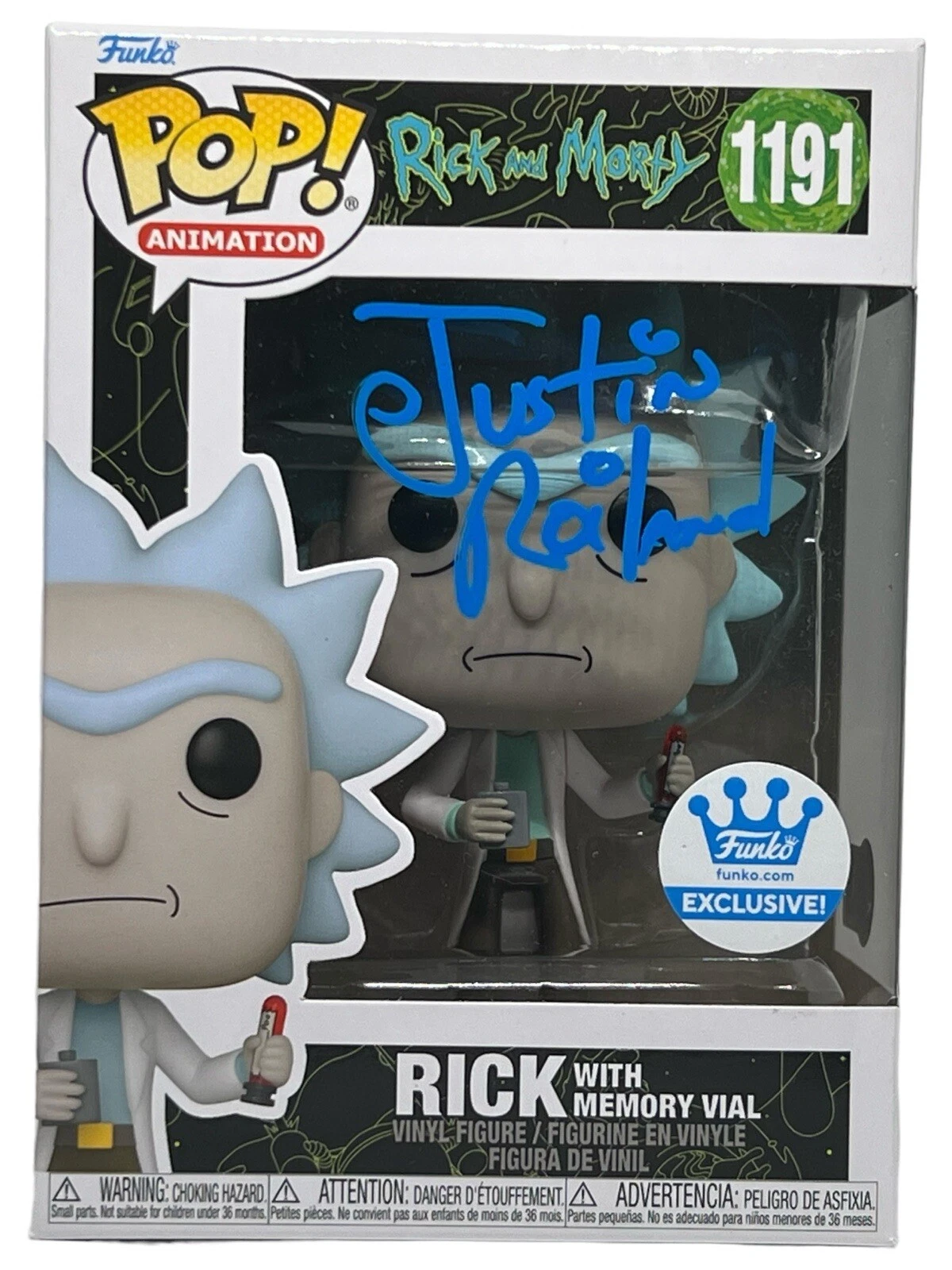 Justin Roiland Signed Funko Pop Rick and Morty Rick 1191 Autograph Beckett COA