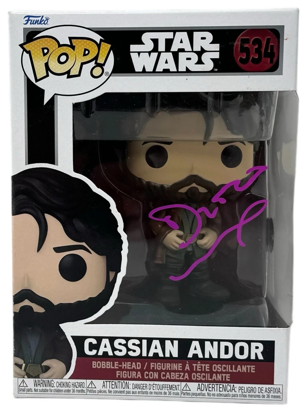 Diego Luna Signed Autograph Funko Pop Star Wars Cassian Andor 534 Beckett COA 38