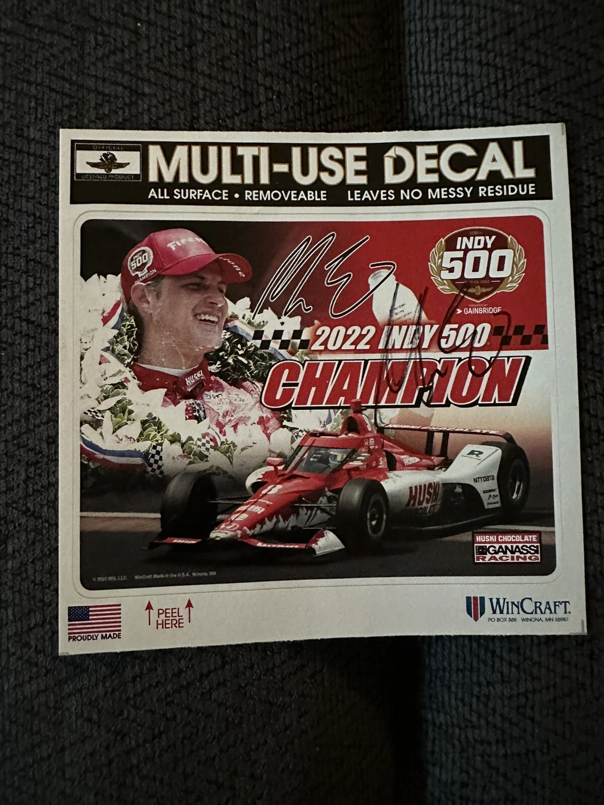 Marcus Ericsson Signed 2022 Indy 500 Sticker Decal Autographed Indianapolis