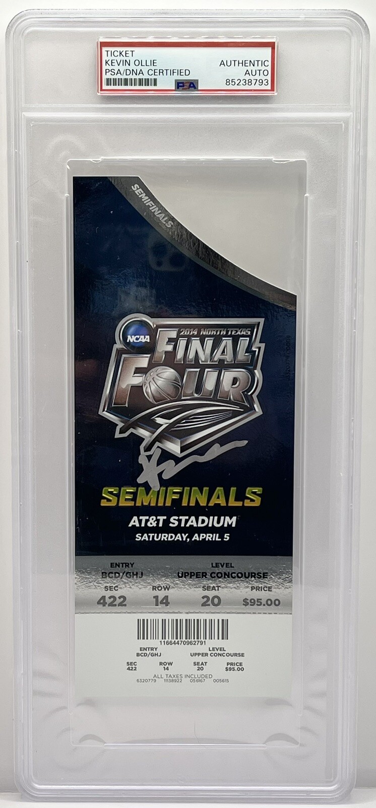 Kevin Ollie Signed Auto 2014 UConn Huskies Semifinals Ticket PSA/DNA Slabbed