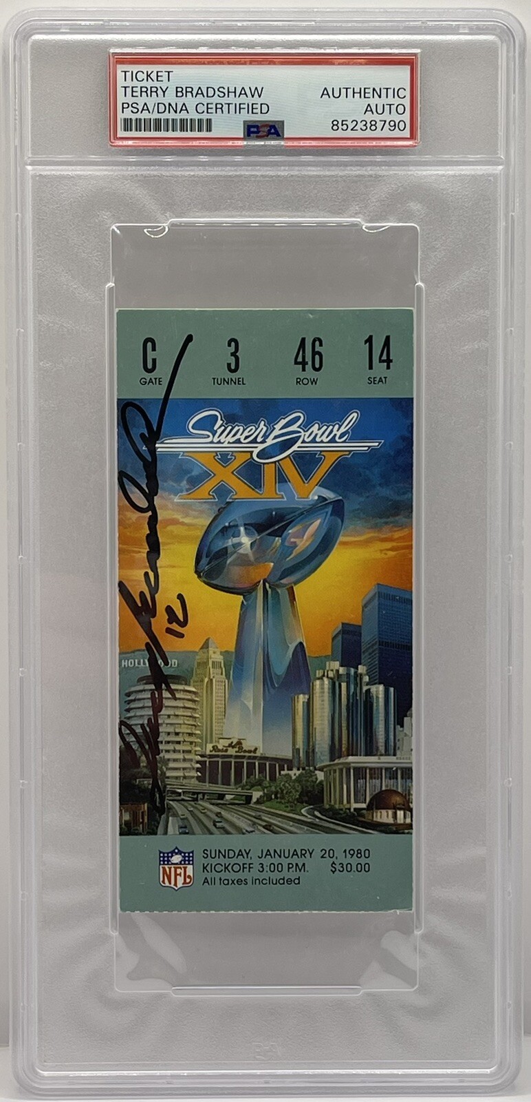 Terry Bradshaw Signed AUTOGRAPHED Super Bowl 14 Ticket Stub 